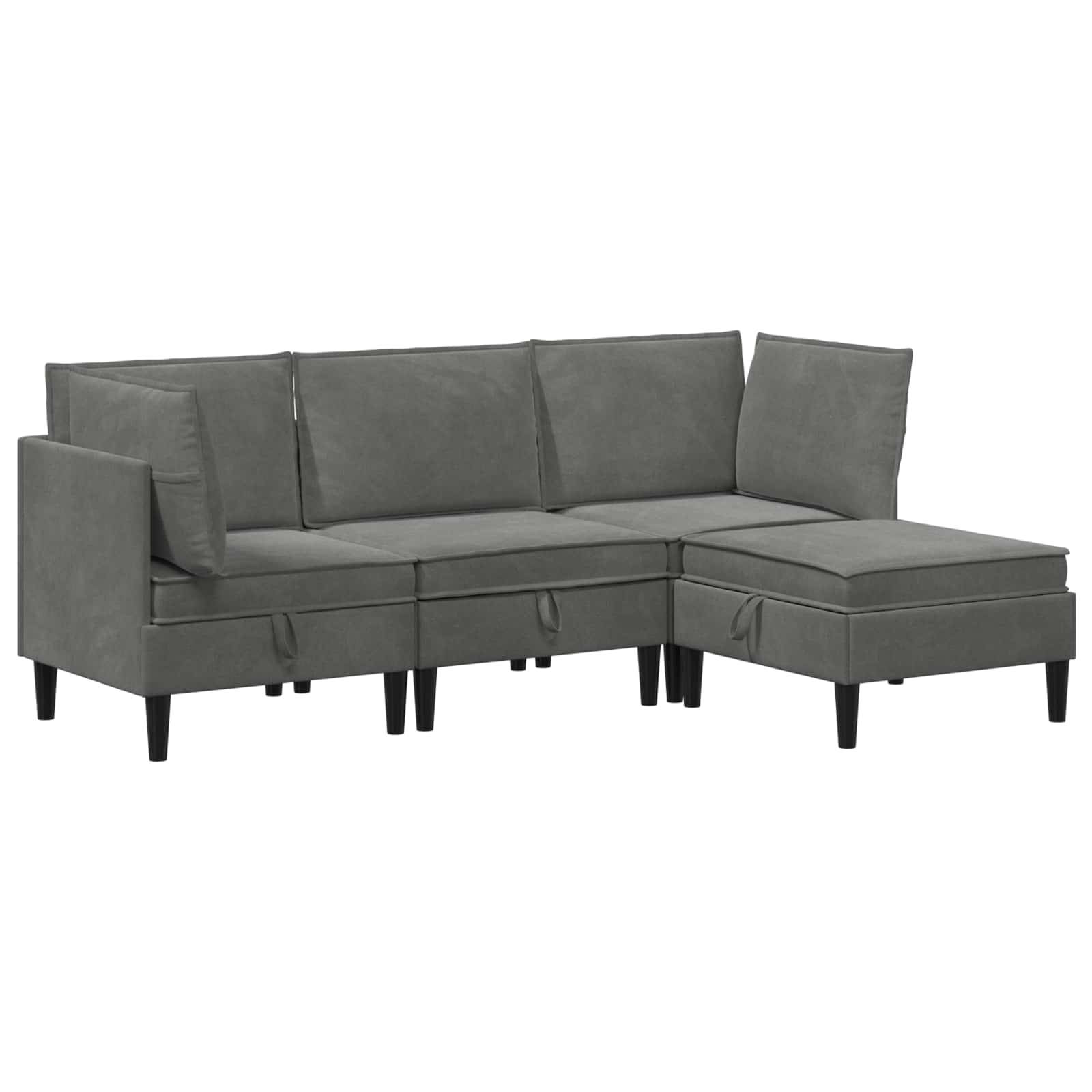 vidaXL Wohnzimmergarnitur mit Kissen 4 pcs Dunkelgrau Samt