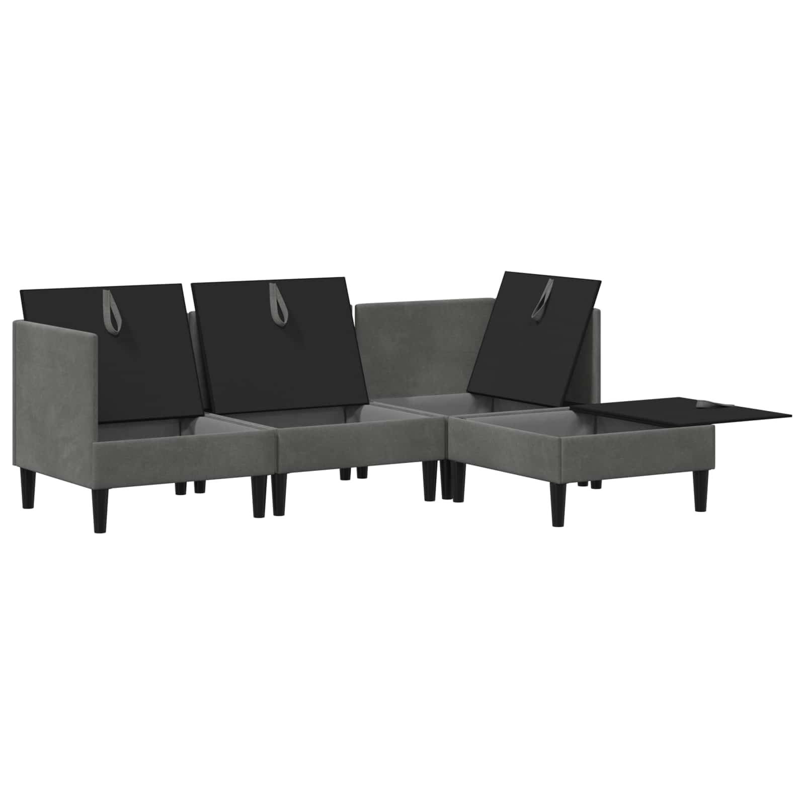 vidaXL Wohnzimmergarnitur mit Kissen 4 pcs Dunkelgrau Samt