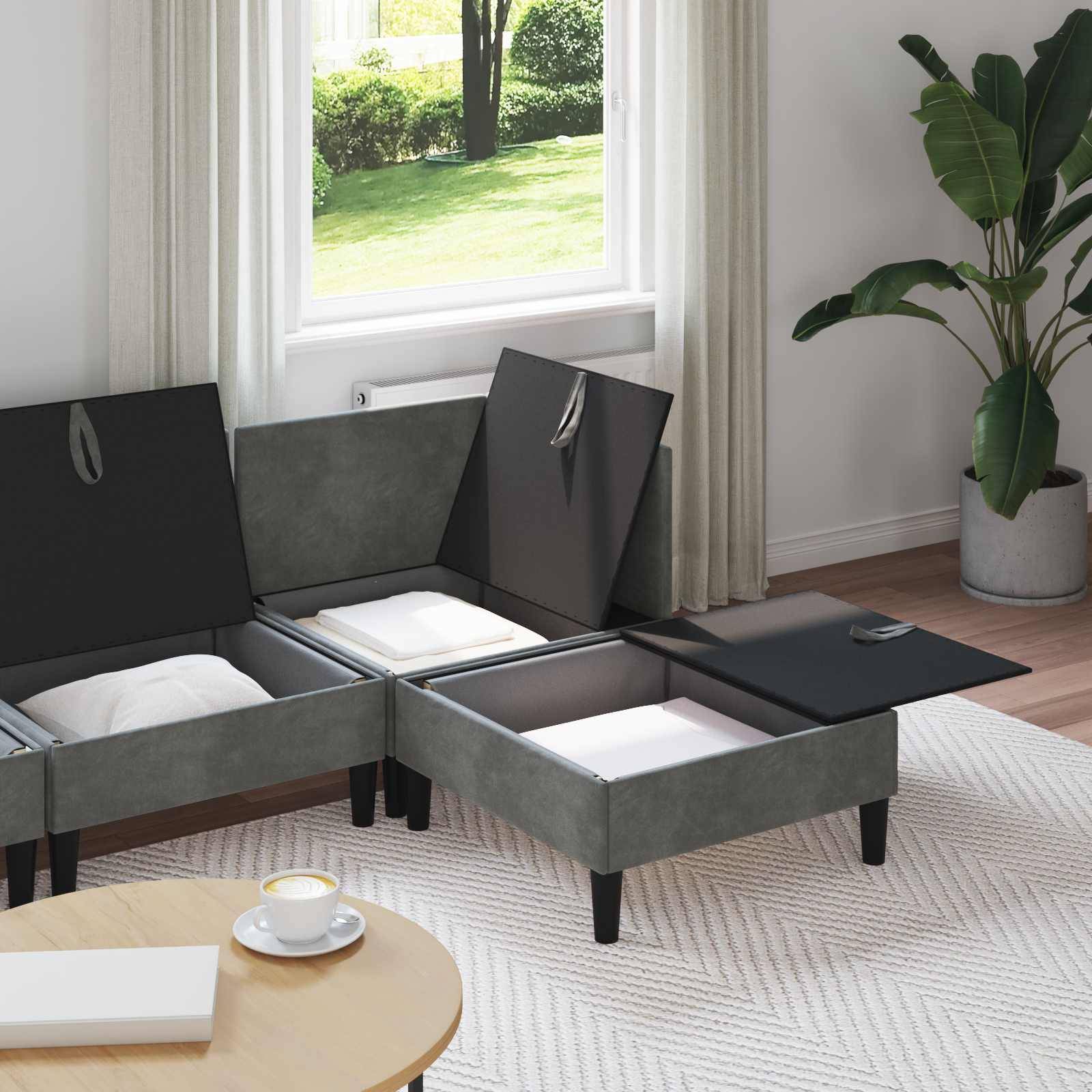 vidaXL Wohnzimmergarnitur mit Kissen 4 pcs Dunkelgrau Samt