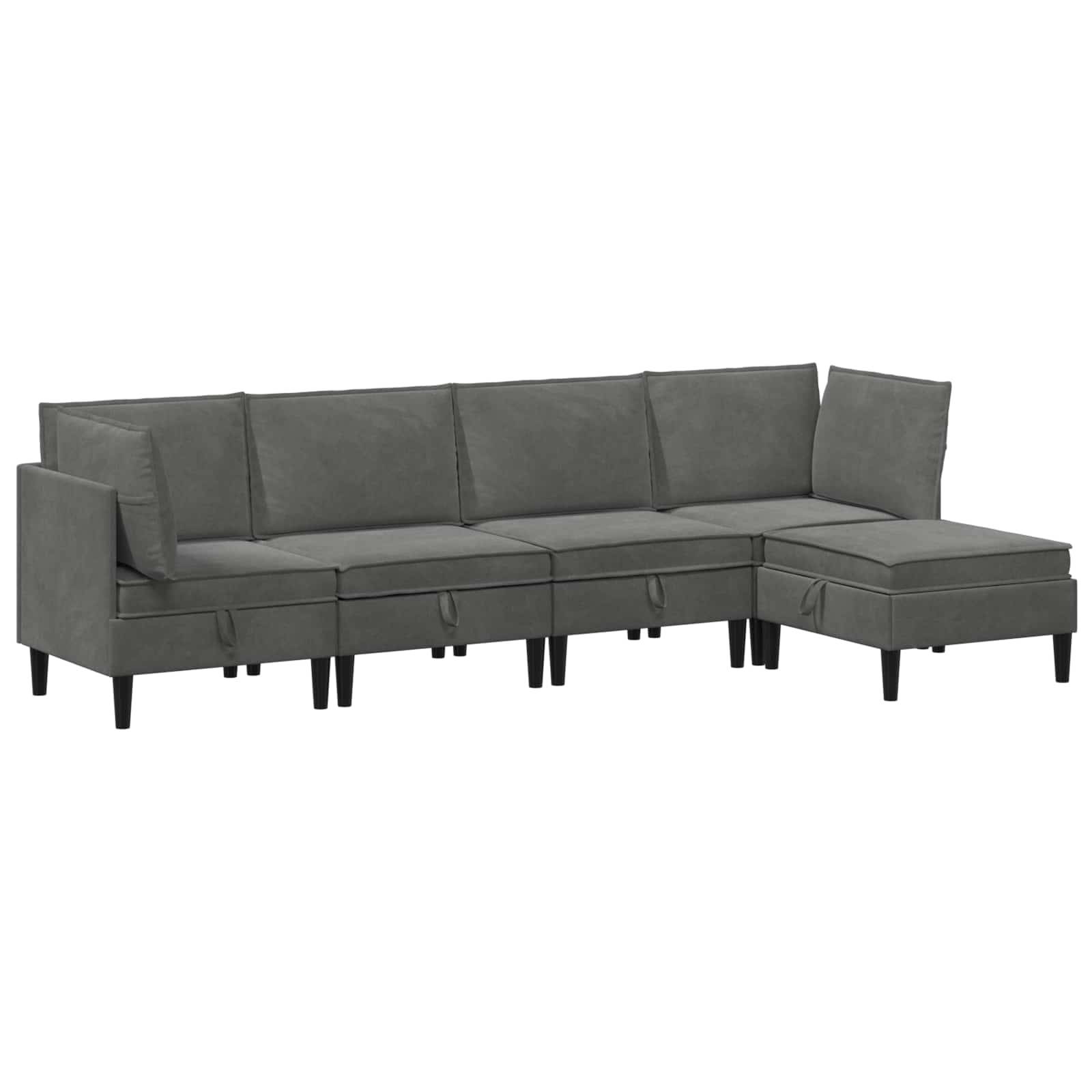 vidaXL Wohnzimmergarnitur mit Kissen 5 pcs Dunkelgrau Samt