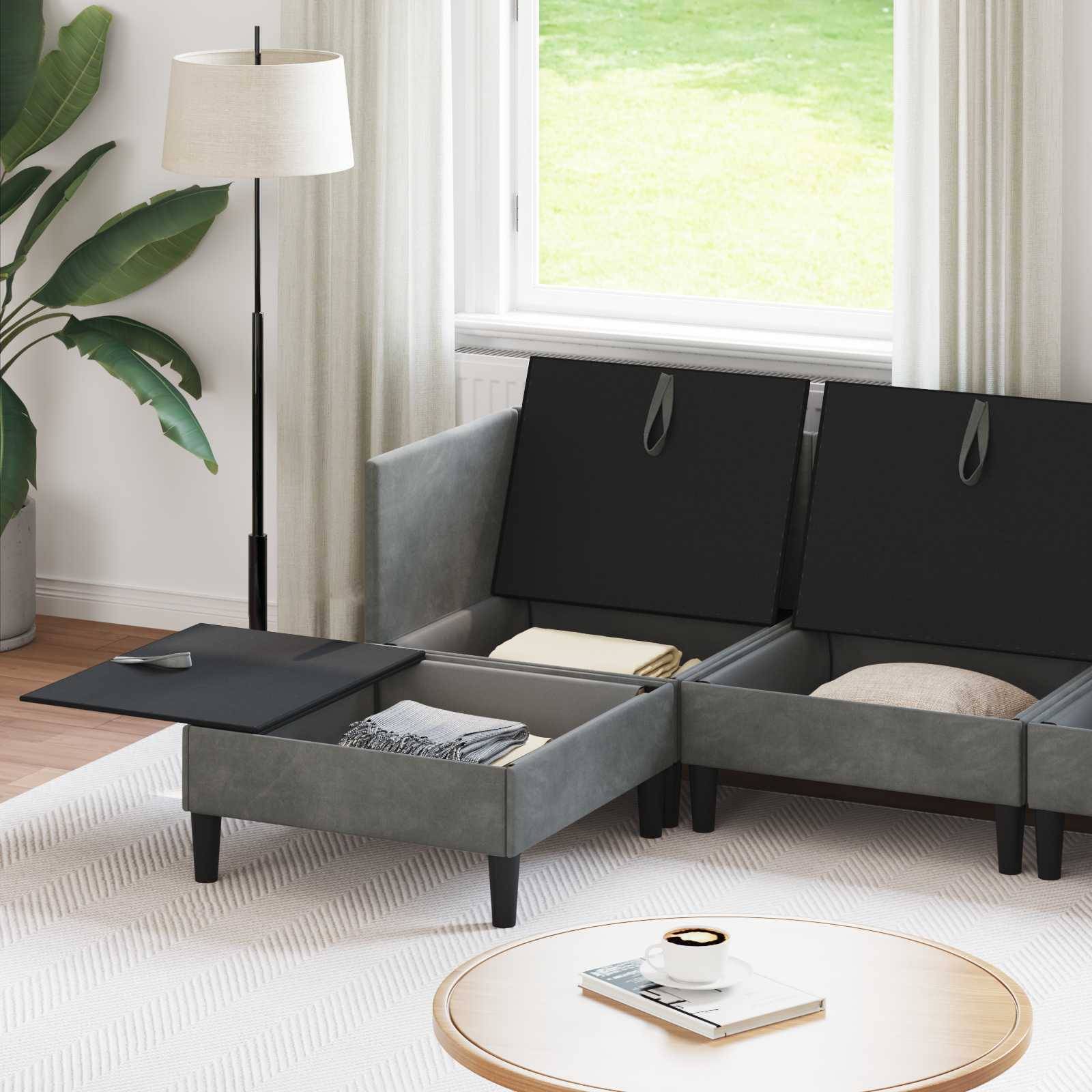 vidaXL Wohnzimmergarnitur mit Kissen 5 pcs Dunkelgrau Samt