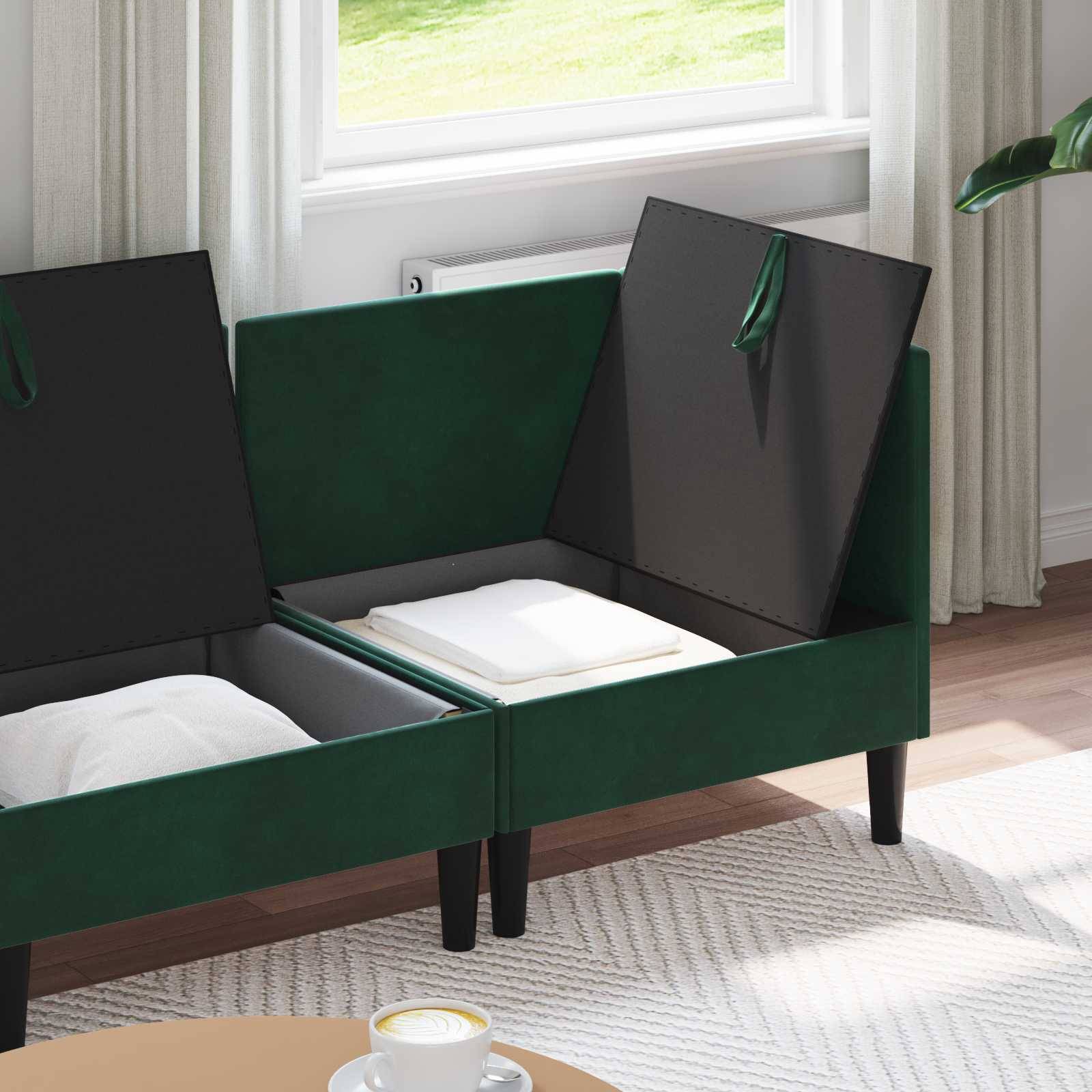 vidaXL Wohnzimmergarnitur mit Kissen 4 pcs Dunkelgrün Samt