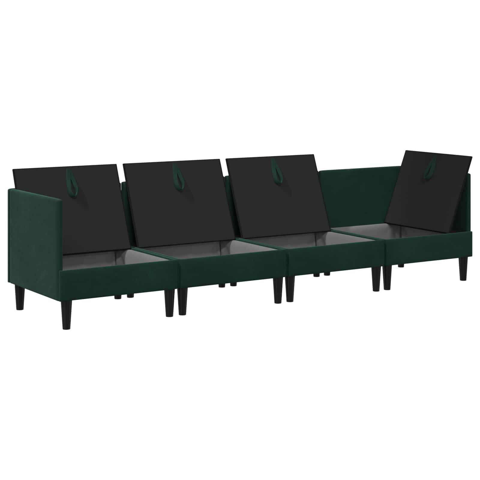 vidaXL Wohnzimmergarnitur mit Kissen 4 pcs Dunkelgrün Samt