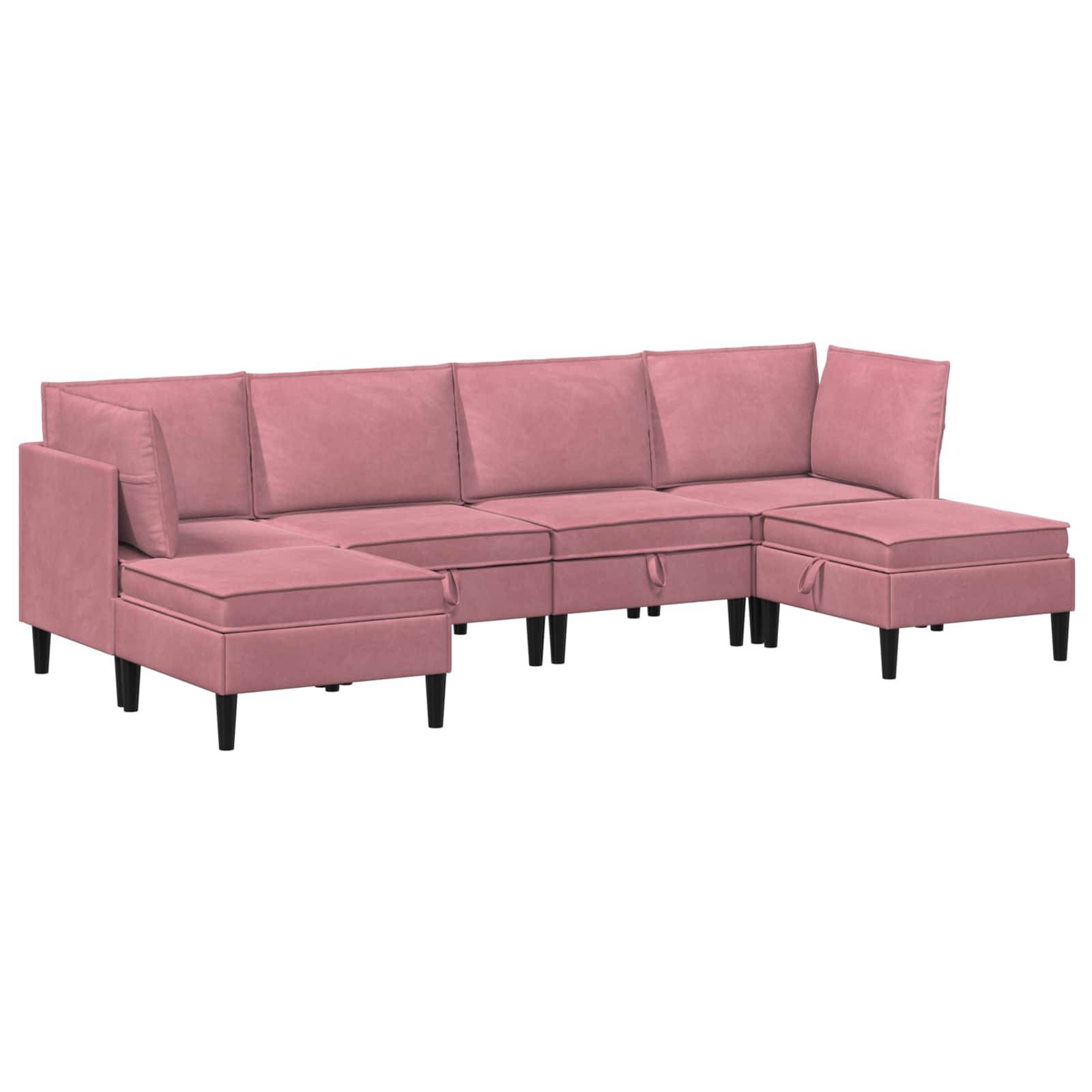vidaXL Wohnzimmergarnitur mit Kissen mit Speicher 6 pcs Rosa Samt
