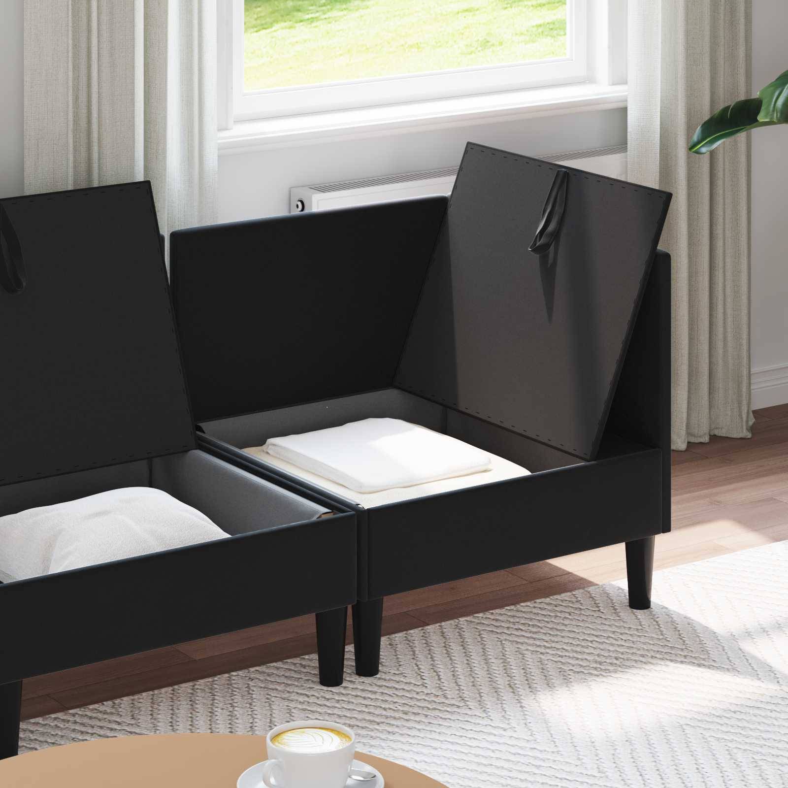 vidaXL Wohnzimmergarnitur mit Kissen mit Speicher 3 pcs Schwarz Samt