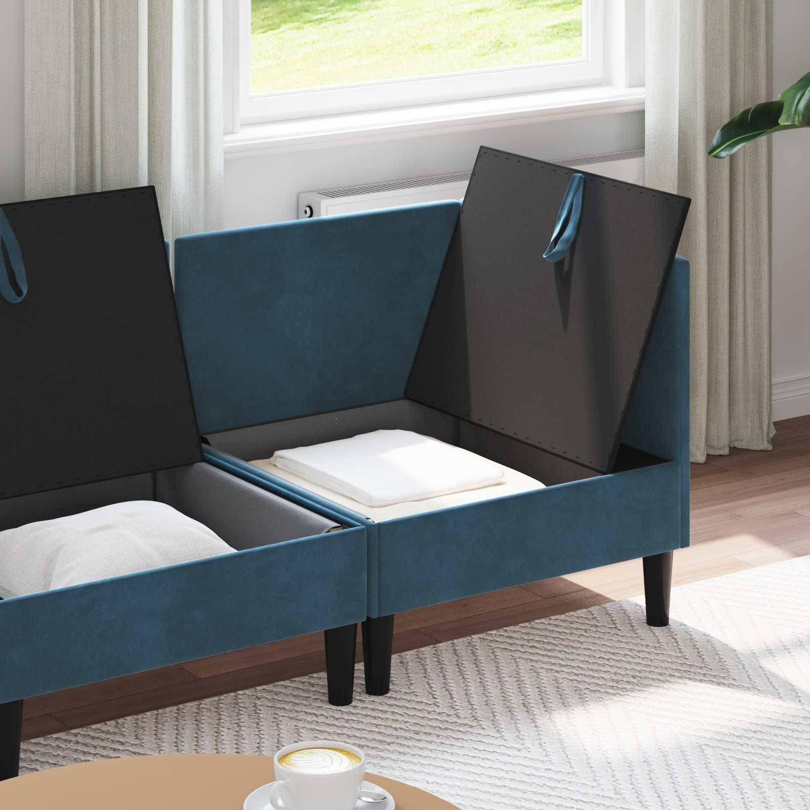 vidaXL Wohnzimmergarnitur mit Kissen mit Speicher 3 pcs Blau Samt