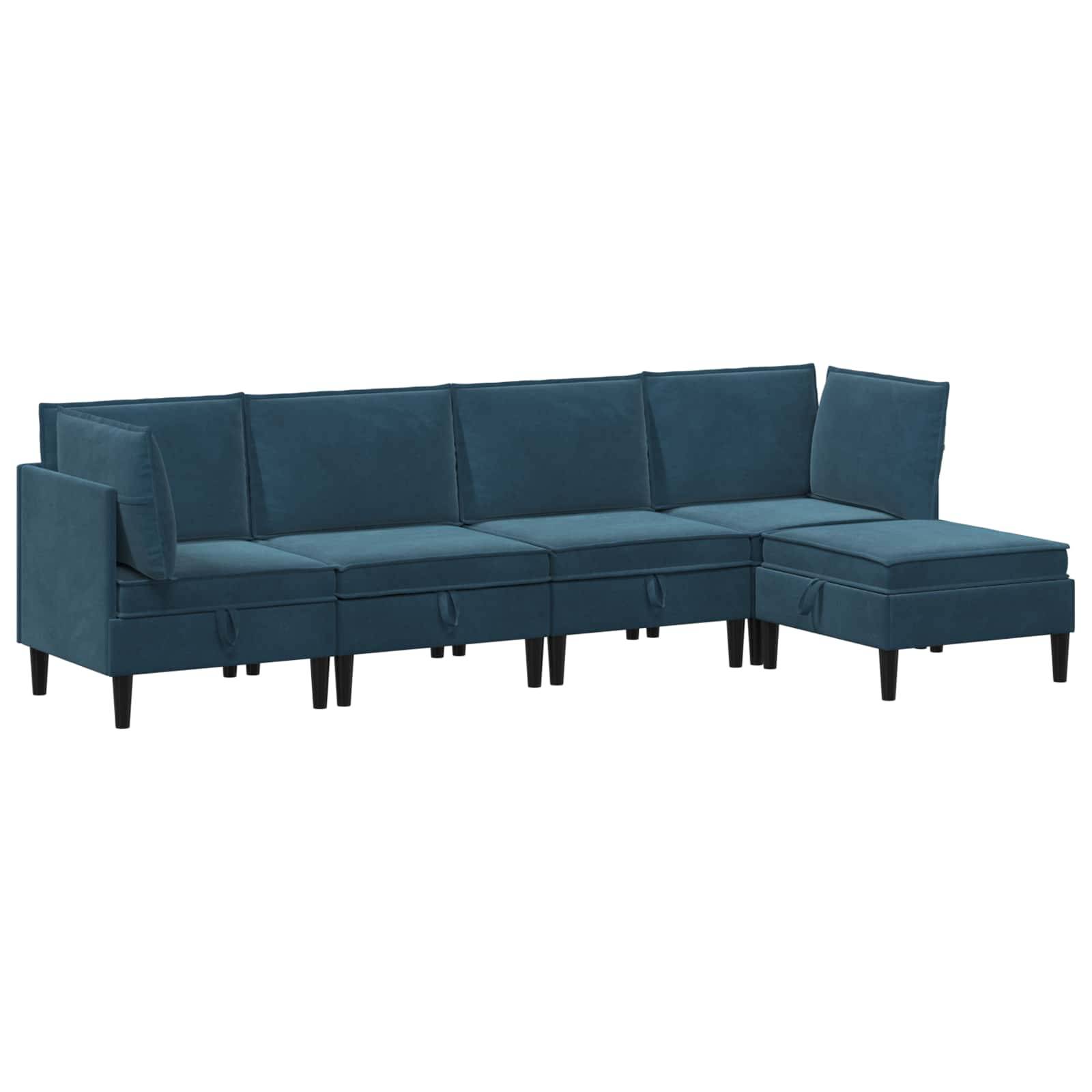 vidaXL Wohnzimmergarnitur mit Kissen mit Speicher 5 pcs Blau Samt