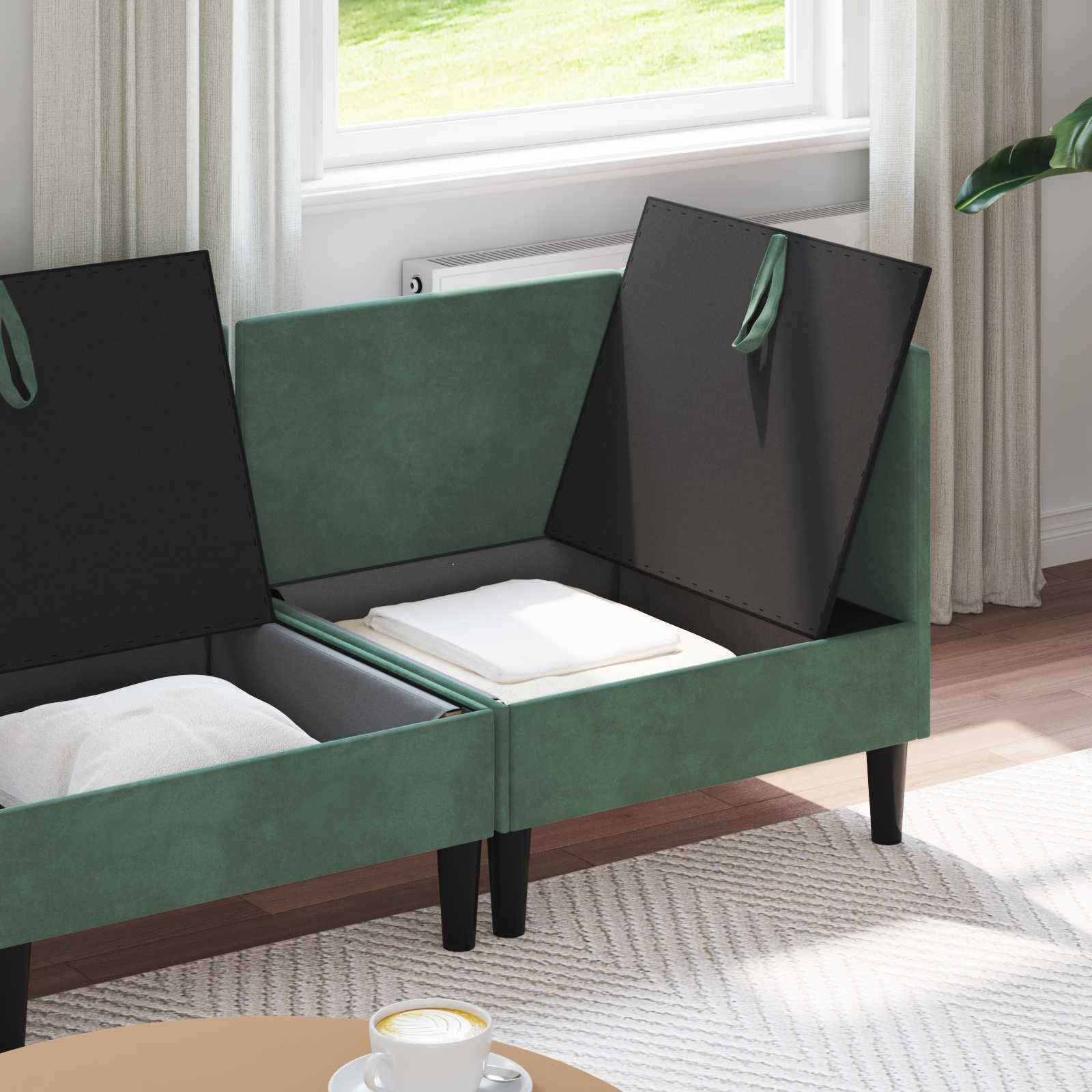vidaXL Wohnzimmergarnitur mit Kissen mit Speicher 3 pcs Meergrün Samt