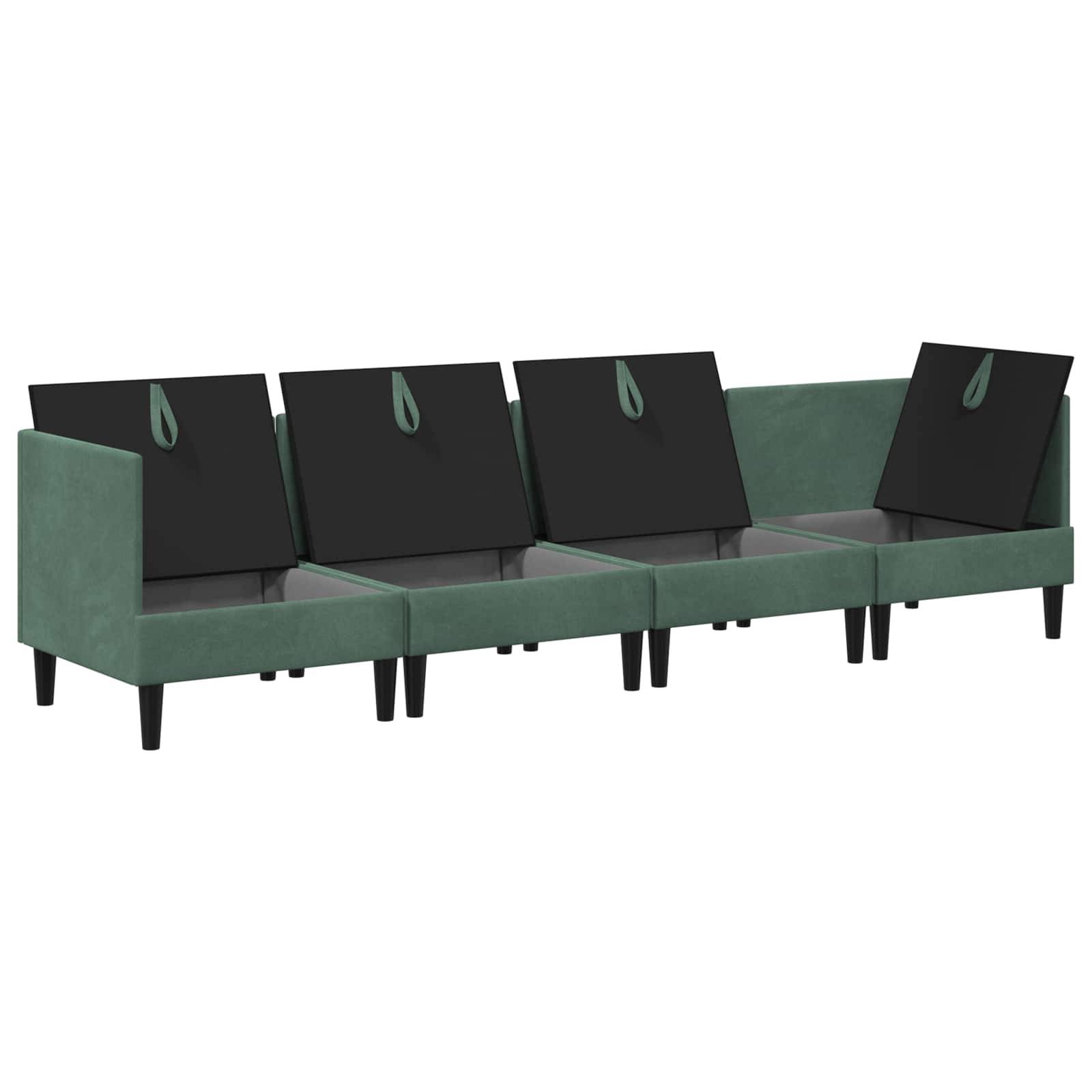 vidaXL Wohnzimmergarnitur mit Kissen mit Speicher 4 pcs Meergrün Samt