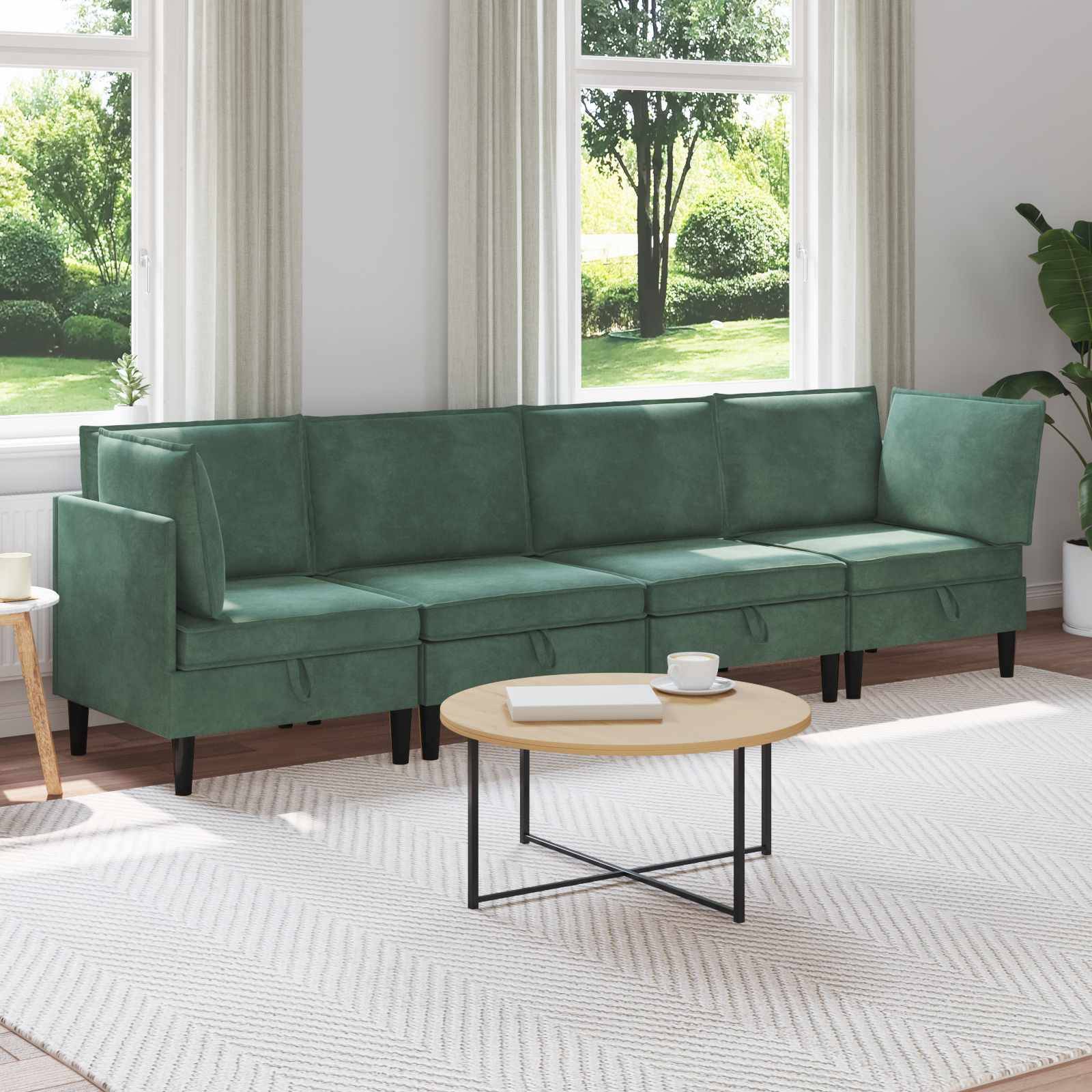 vidaXL Wohnzimmergarnitur mit Kissen mit Speicher 4 pcs Meergrün Samt