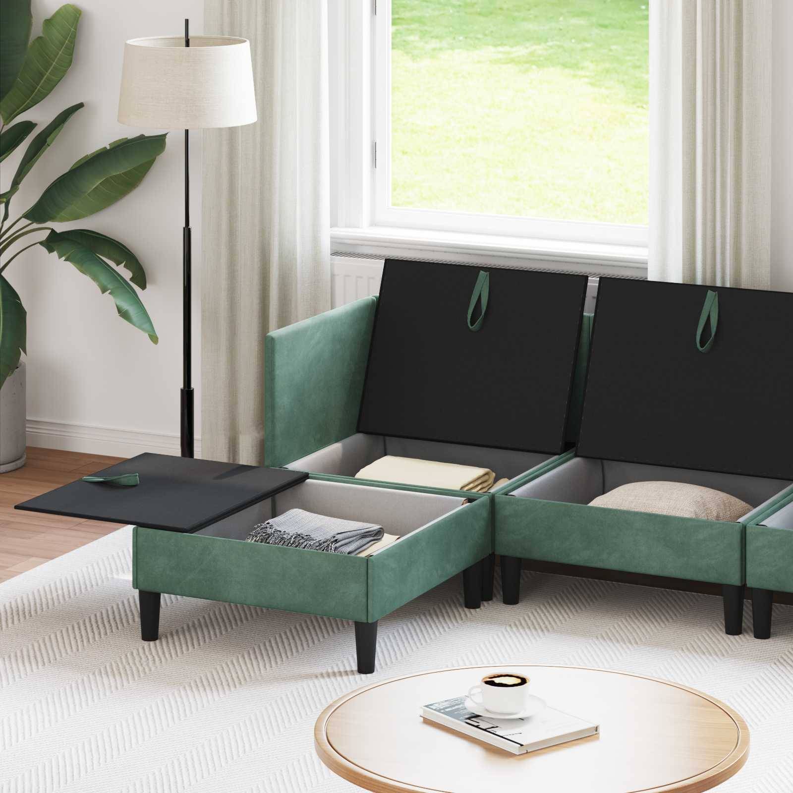 vidaXL Wohnzimmergarnitur mit Kissen mit Speicher 6 pcs Meergrün Samt