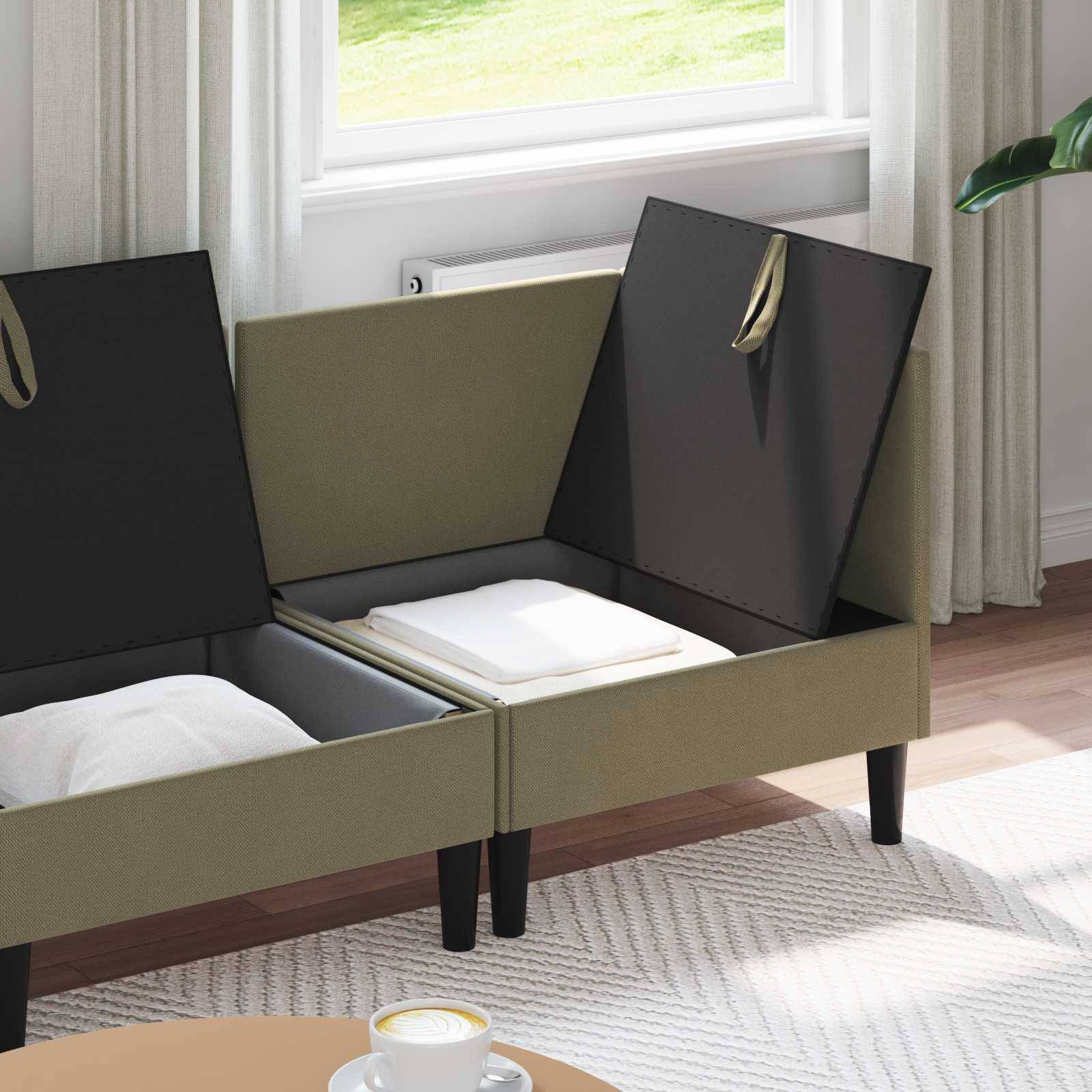 vidaXL Wohnzimmergarnitur 4 pcs Khaki Stoff