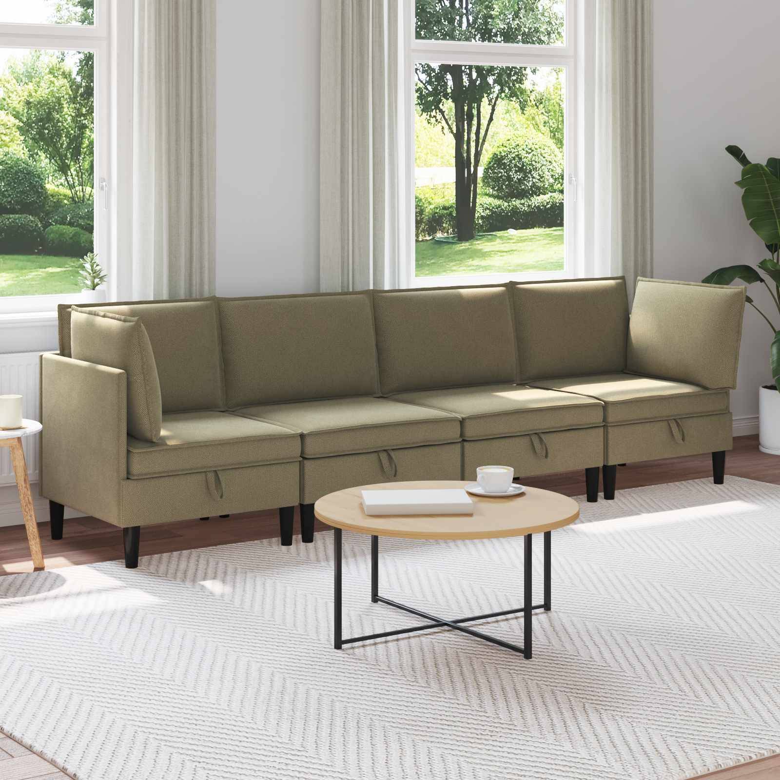 vidaXL Wohnzimmergarnitur 4 pcs Khaki Stoff