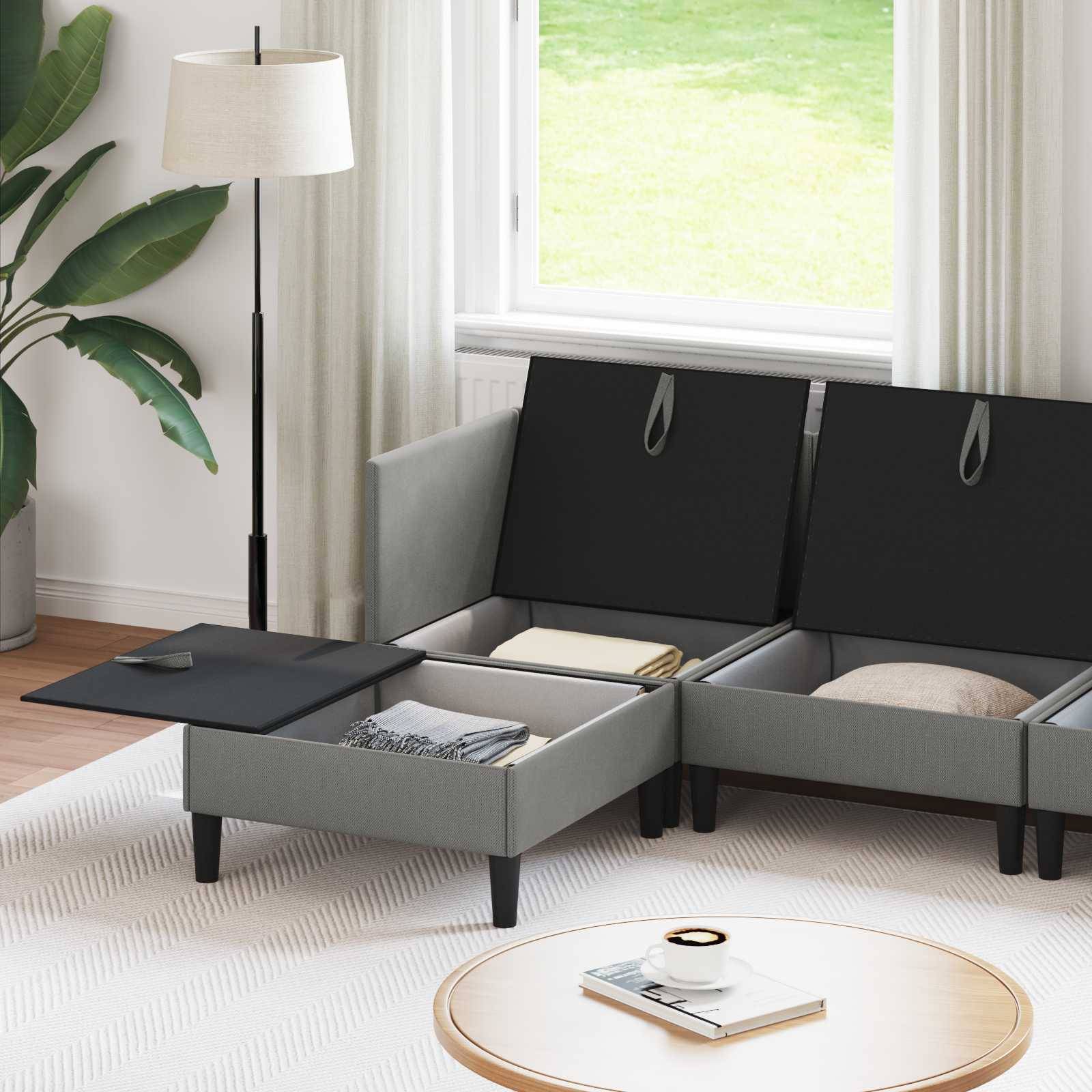 vidaXL Wohnzimmergarnitur 5 pcs Dunkelgrau Stoff