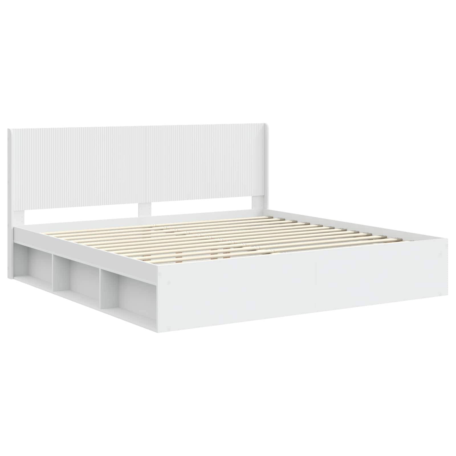 vidaXL Bettgestell mit Stauraum und Kopfteil Weiß 200 x 200 cm