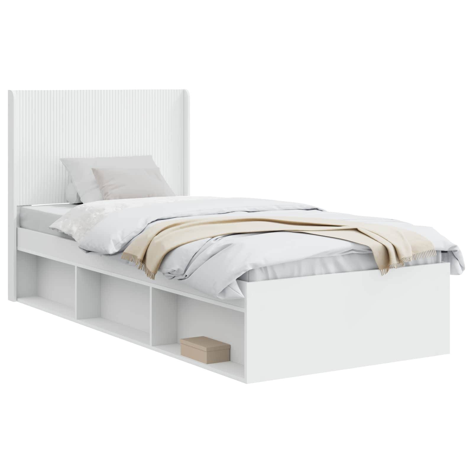 vidaXL Bettgestell mit Stauraum und Kopfteil Weiß 90 x 200 cm