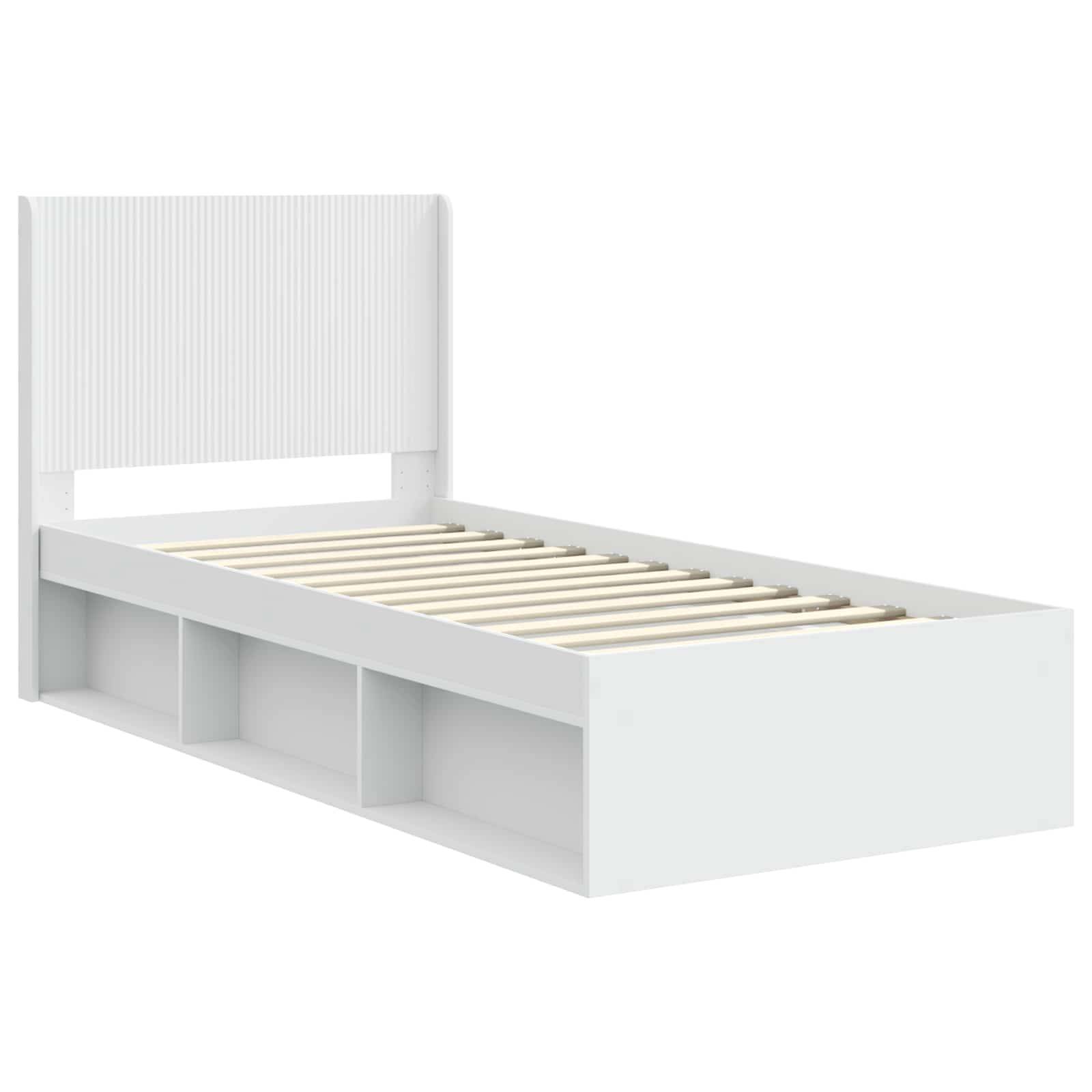 vidaXL Bettgestell mit Stauraum und Kopfteil Weiß 90 x 200 cm