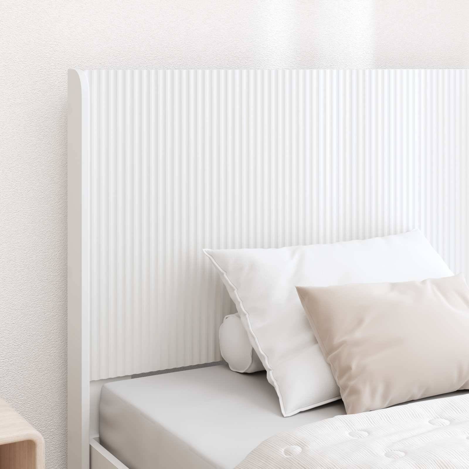 vidaXL Bettgestell mit Stauraum und Kopfteil Weiß 90 x 200 cm