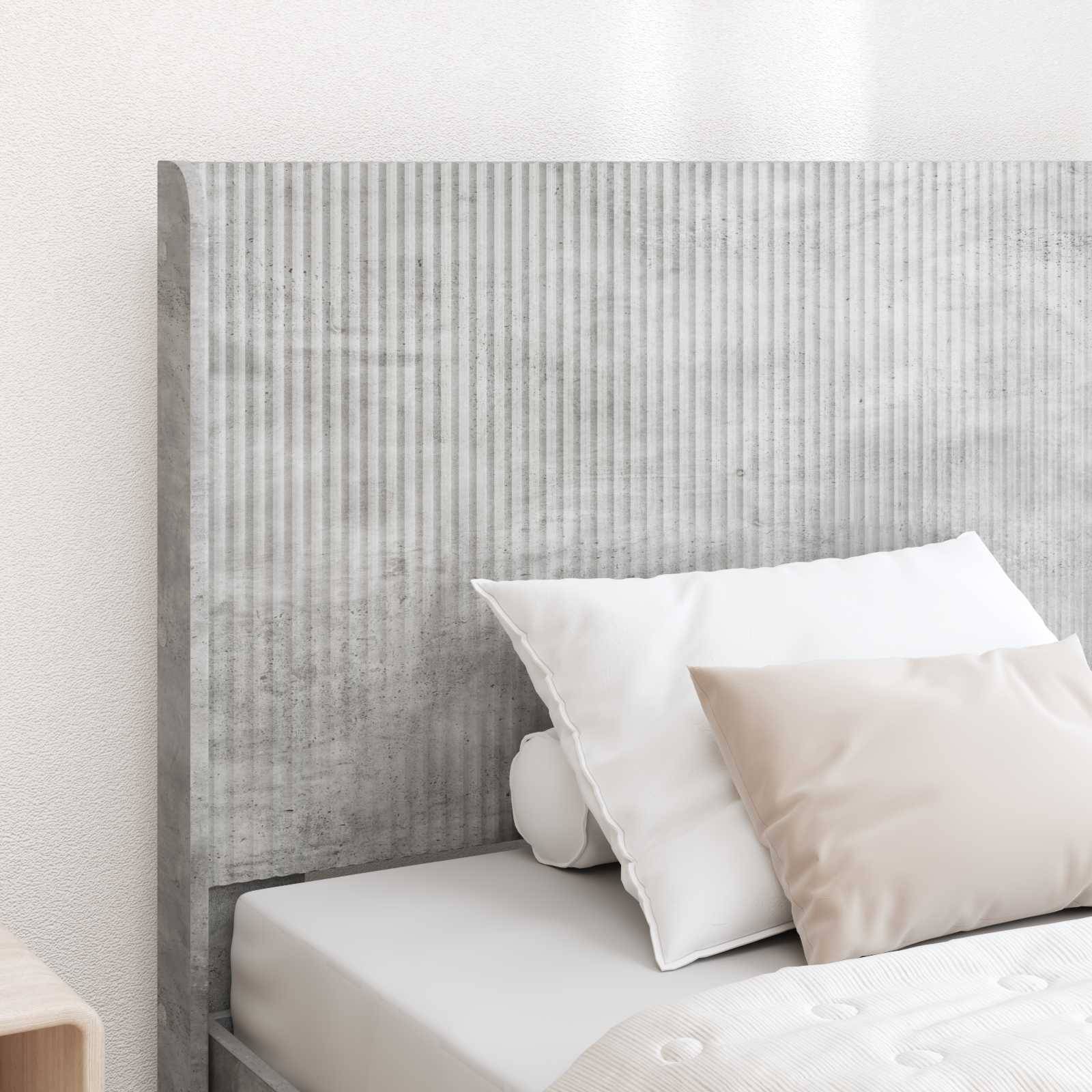 vidaXL Bettgestell mit Stauraum und Kopfteil Betongrau 100 x 200 cm