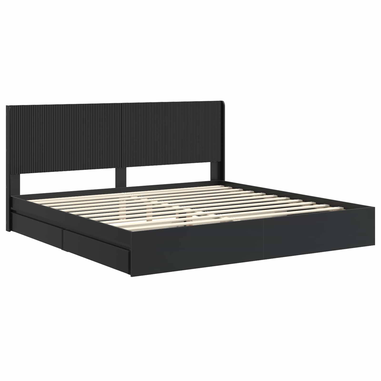 vidaXL Bettgestell mit Stauraum und Kopfteil Schwarz 200 x 200 cm