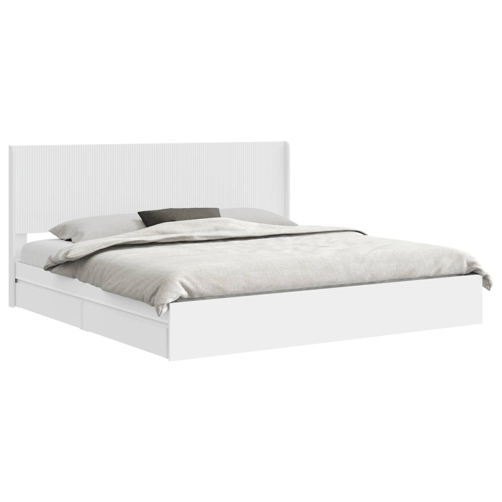 vidaXL Bettgestell mit Stauraum und Kopfteil Weiß 180 x 200 cm