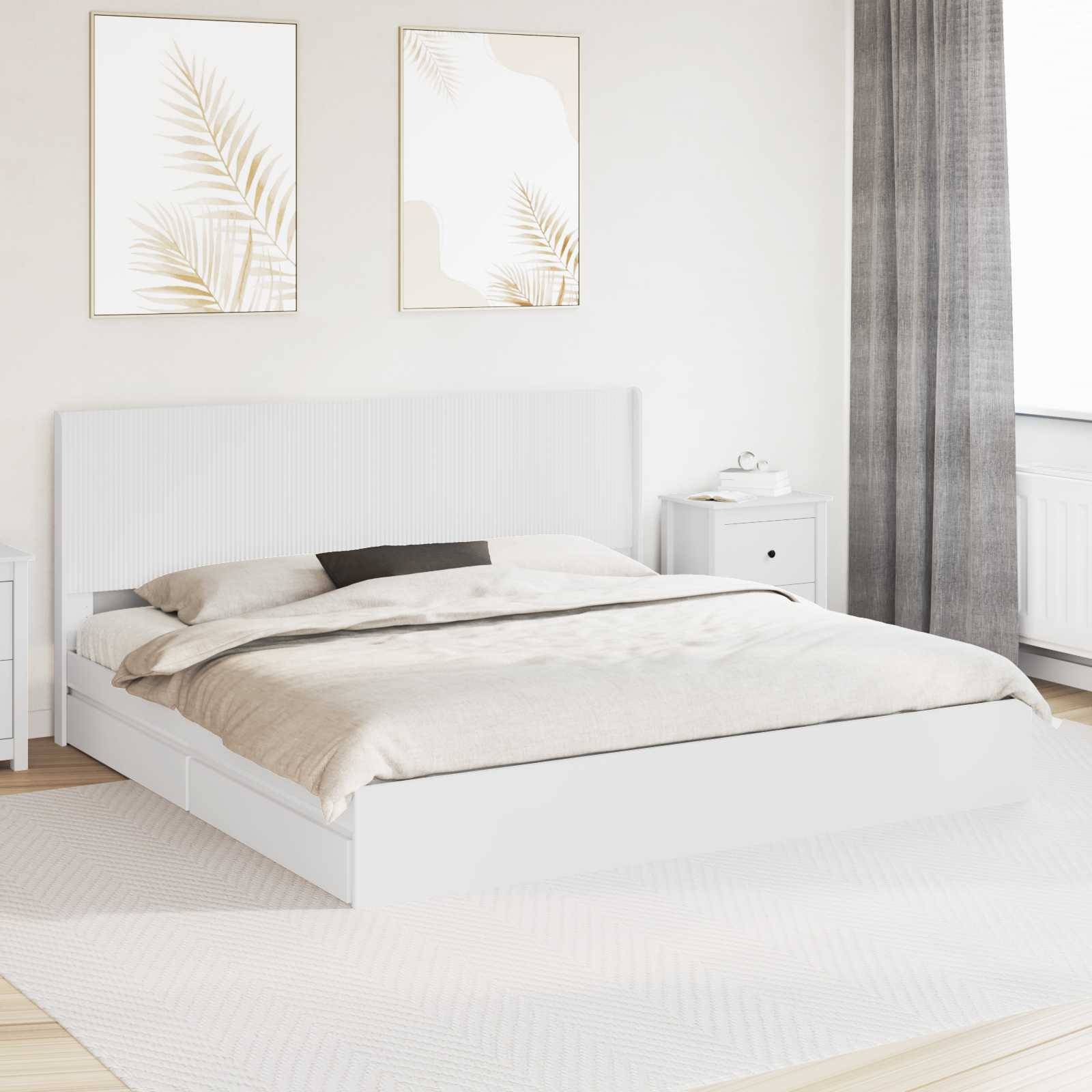 vidaXL Bettgestell mit Stauraum und Kopfteil Weiß 180 x 200 cm