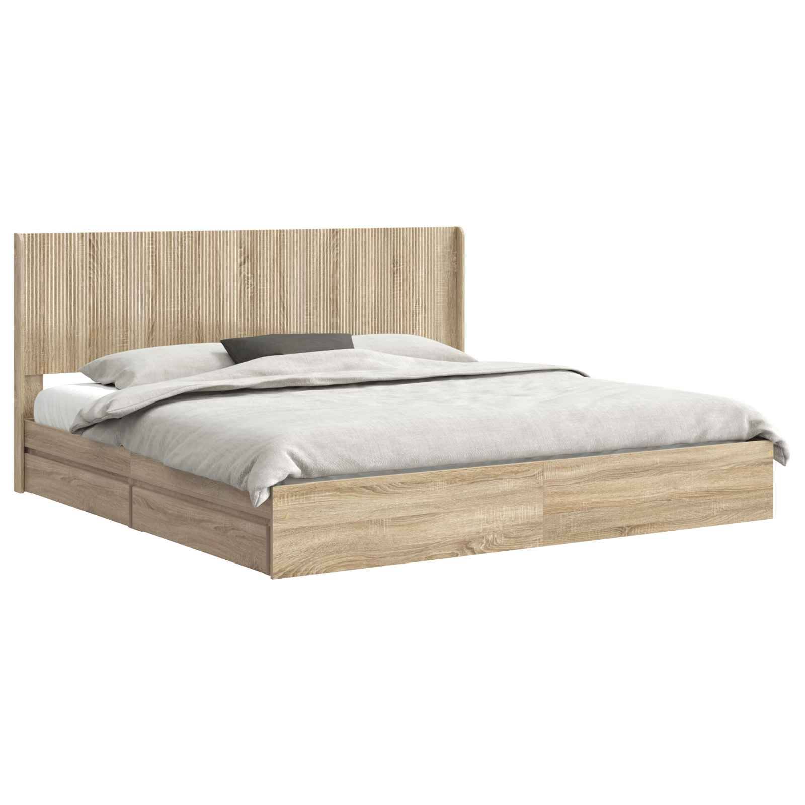 vidaXL Bettgestell mit Stauraum und Kopfteil Sonoma-Eiche 180 x 200 cm