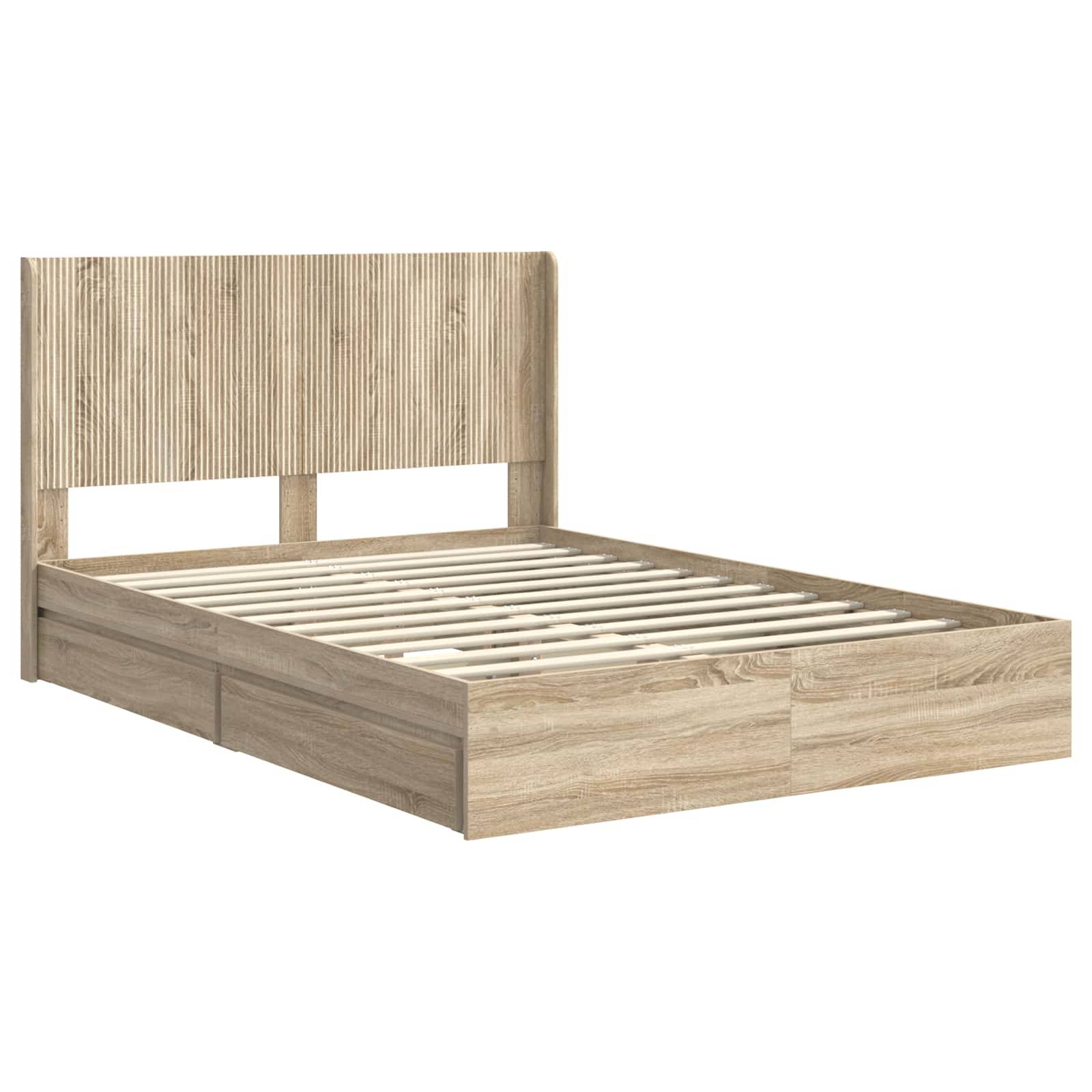 vidaXL Bettgestell mit Stauraum und Kopfteil 3 pcs Holzwerkstoff