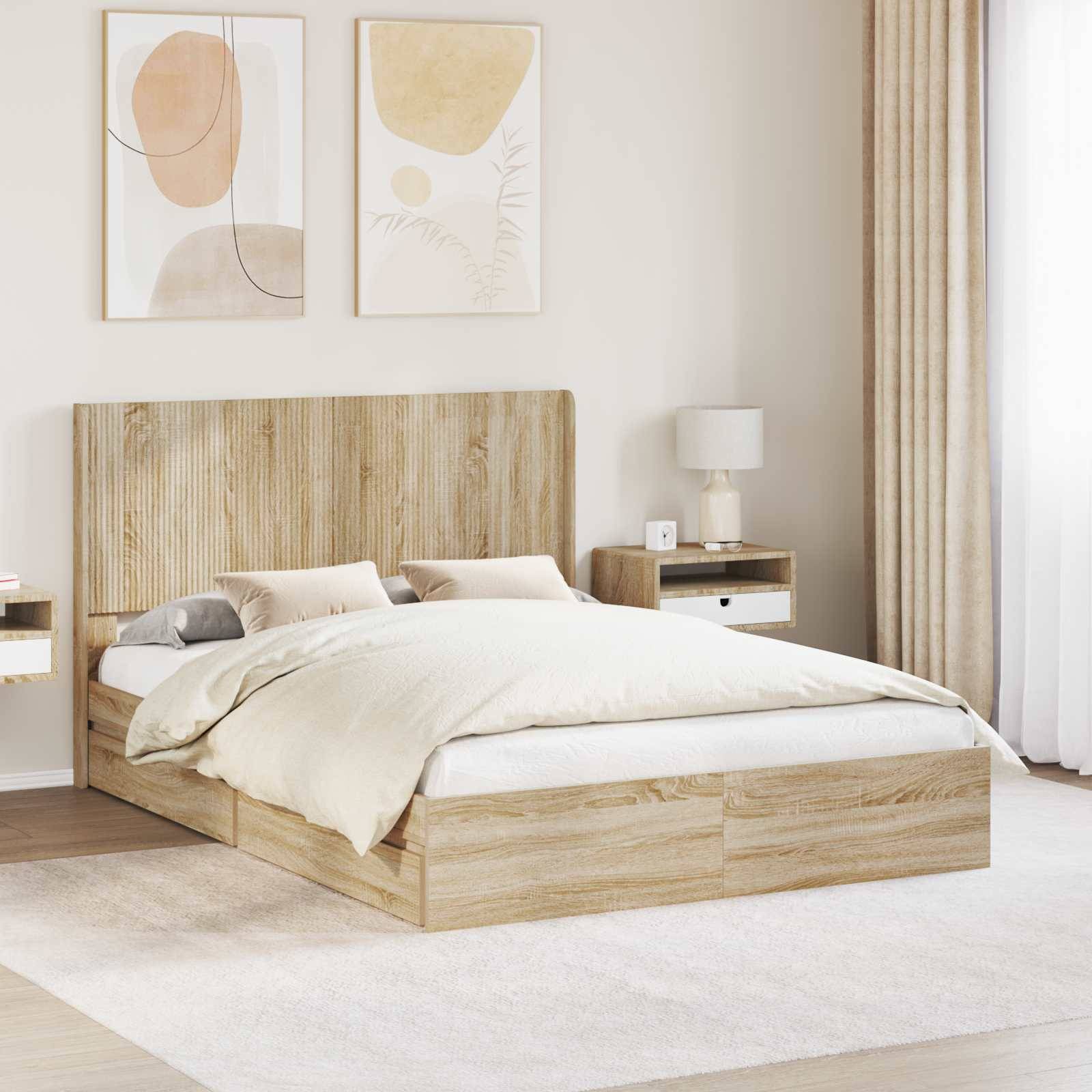 vidaXL Bettgestell mit Stauraum und Kopfteil 3 pcs Holzwerkstoff