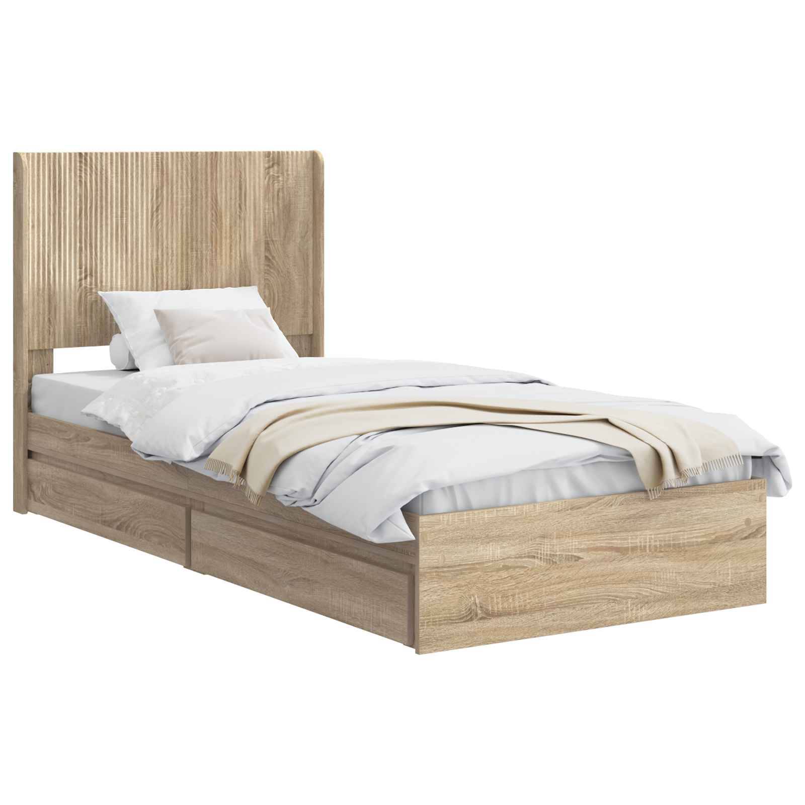 vidaXL Bettgestell mit Stauraum und Kopfteil Sonoma-Eiche 75 x 190 cm