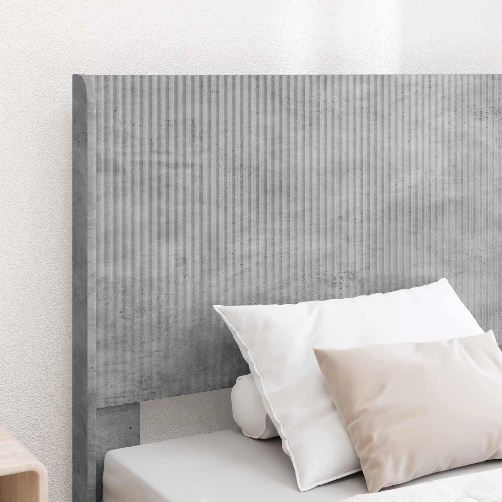 vidaXL Bettgestell mit Stauraum und Kopfteil Betongrau 90 x 190 cm