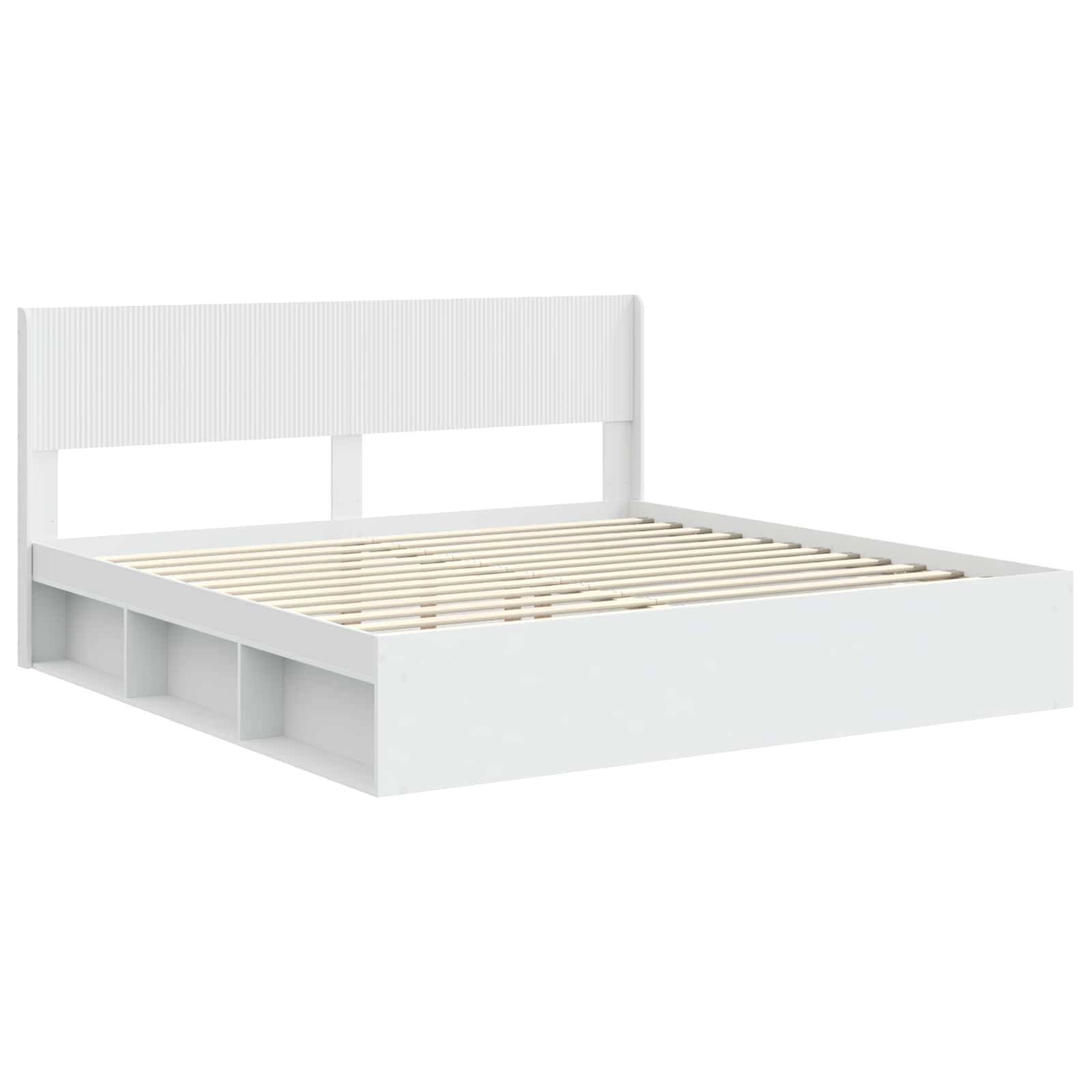 vidaXL Bettgestell mit Stauraum und Kopfteil Weiß 180 x 200 cm