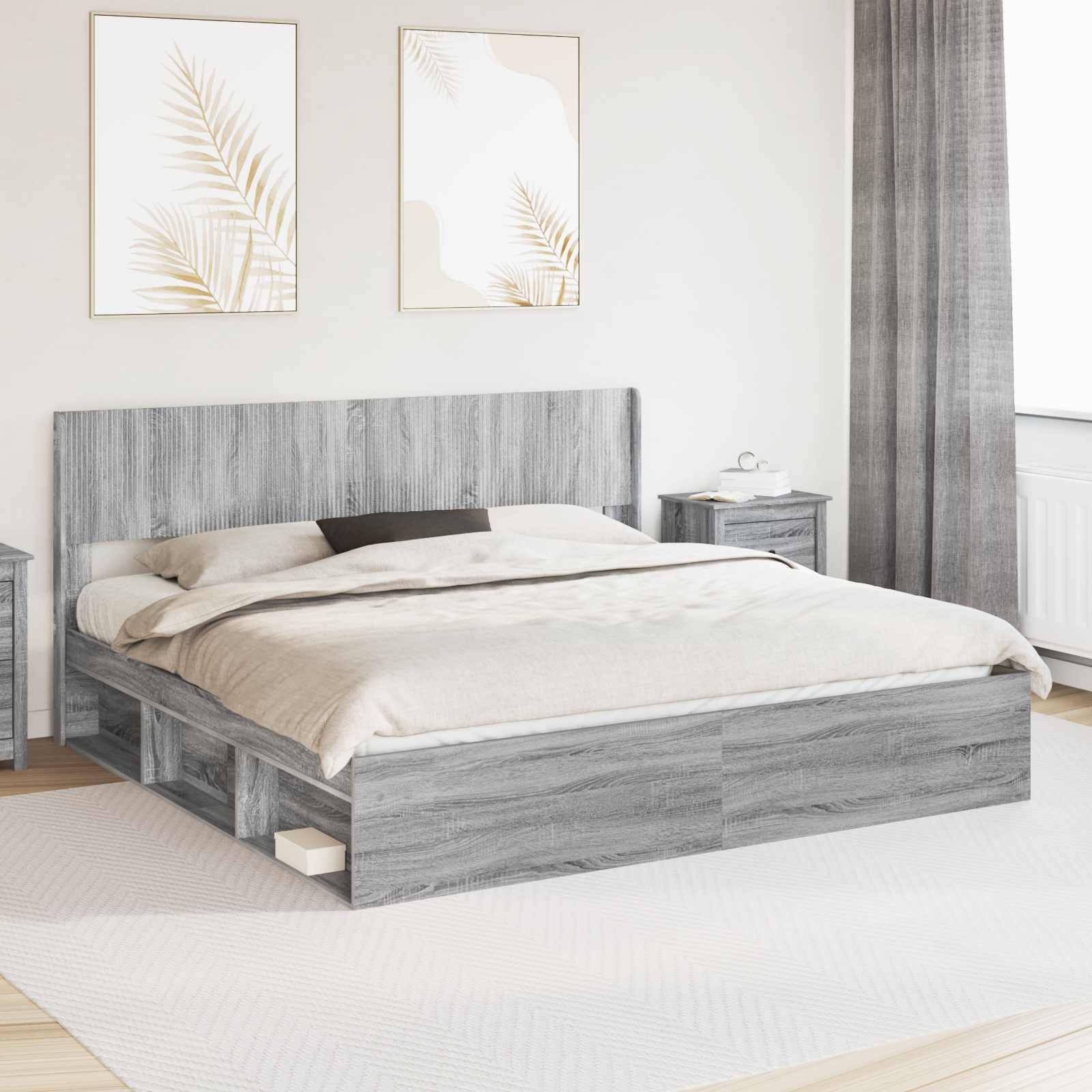 vidaXL Bettgestell mit Stauraum und Kopfteil 3 pcs Holzwerkstoff