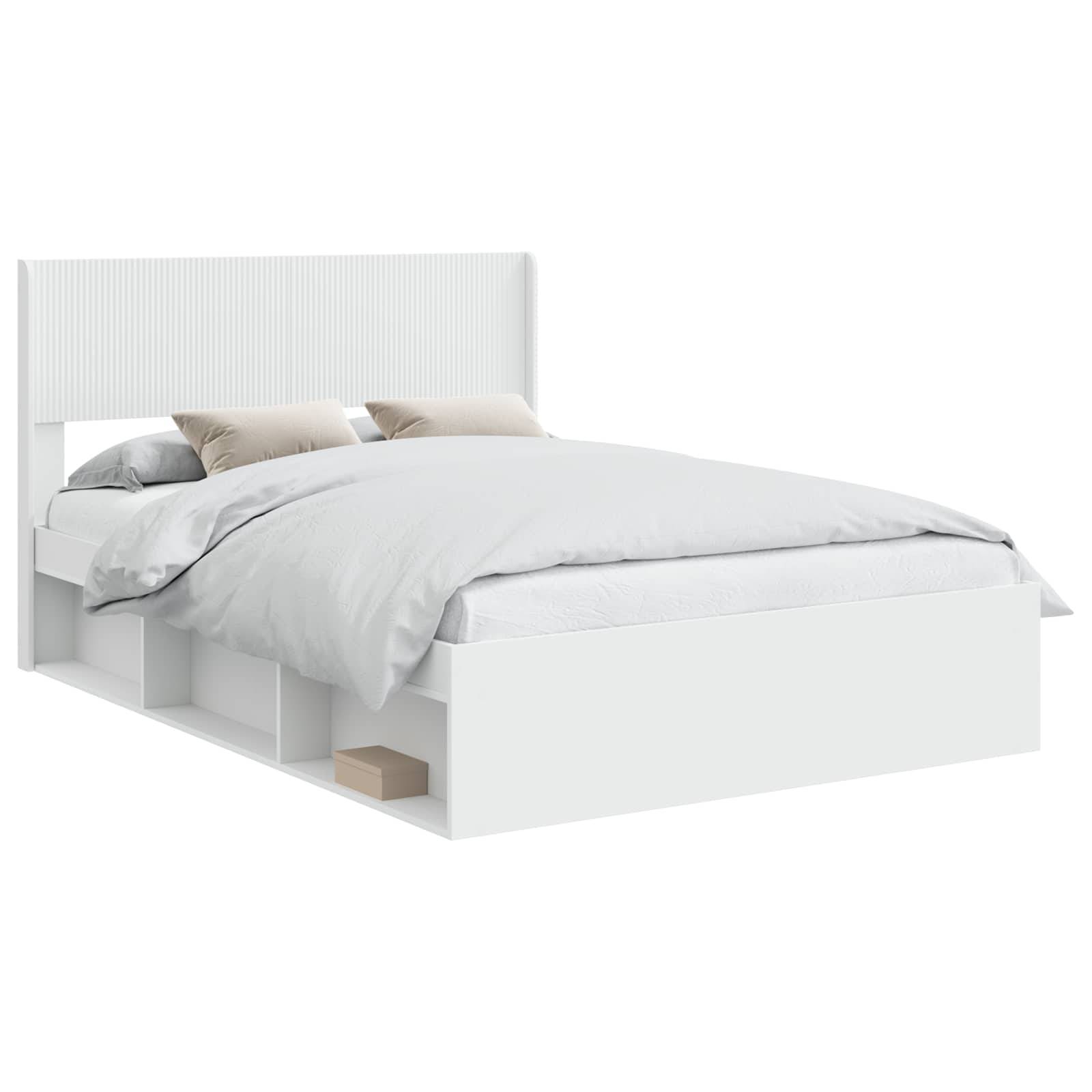 vidaXL Bettgestell mit Stauraum und Kopfteil Weiß 140 x 200 cm