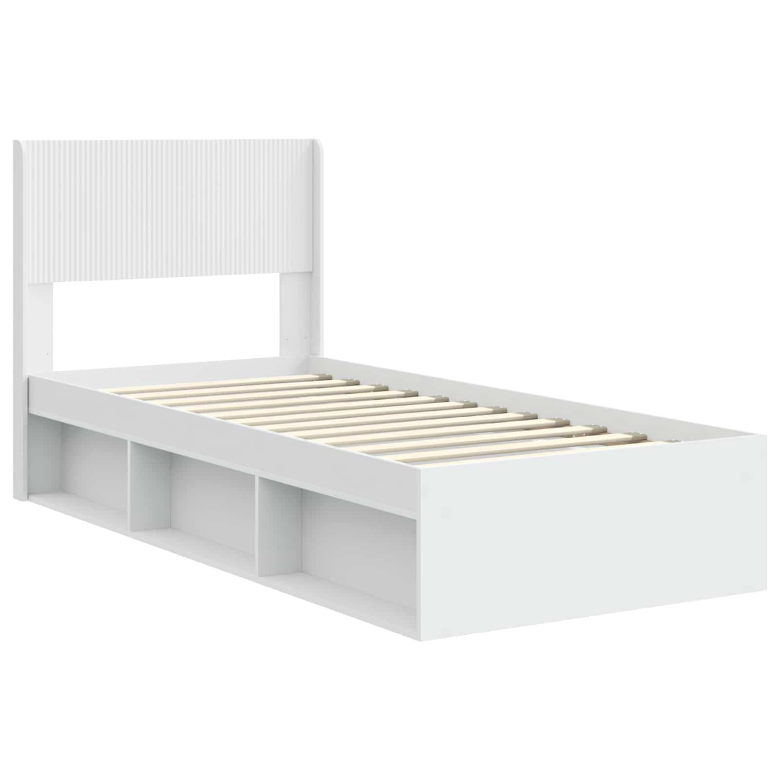 vidaXL Bettgestell mit Stauraum und Kopfteil Weiß 100 x 200 cm