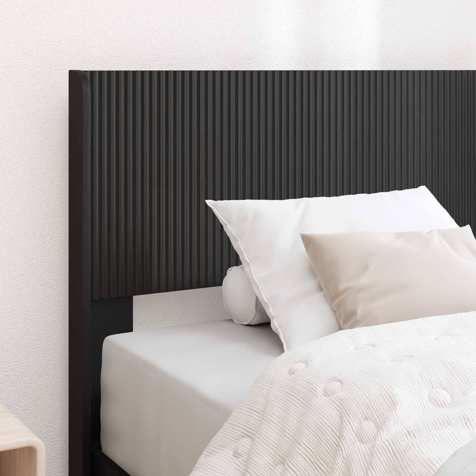 vidaXL Bettgestell mit Stauraum und Kopfteil Schwarz 90 x 190 cm