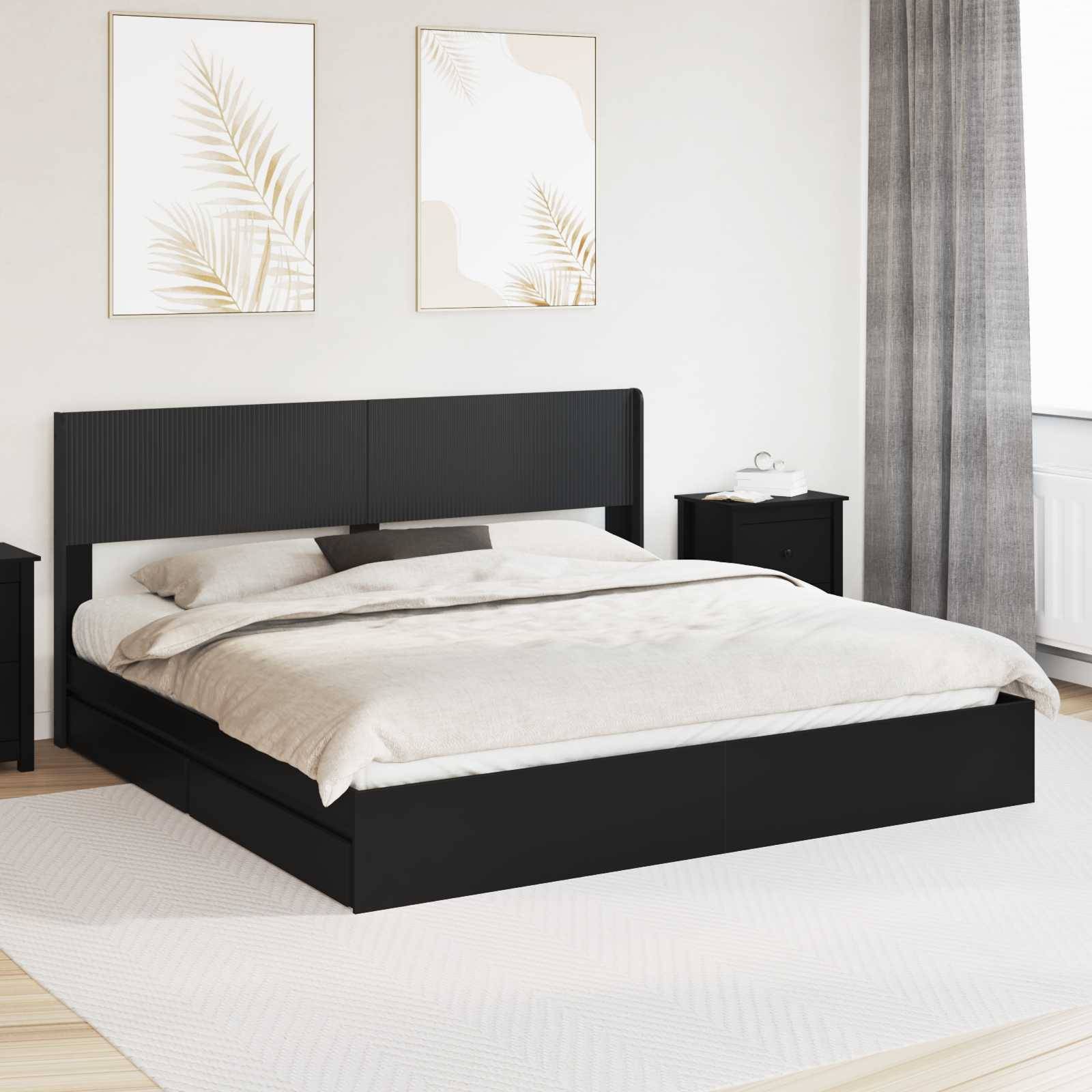 vidaXL Bettgestell mit Stauraum und Kopfteil 3 pcs Holzwerkstoff