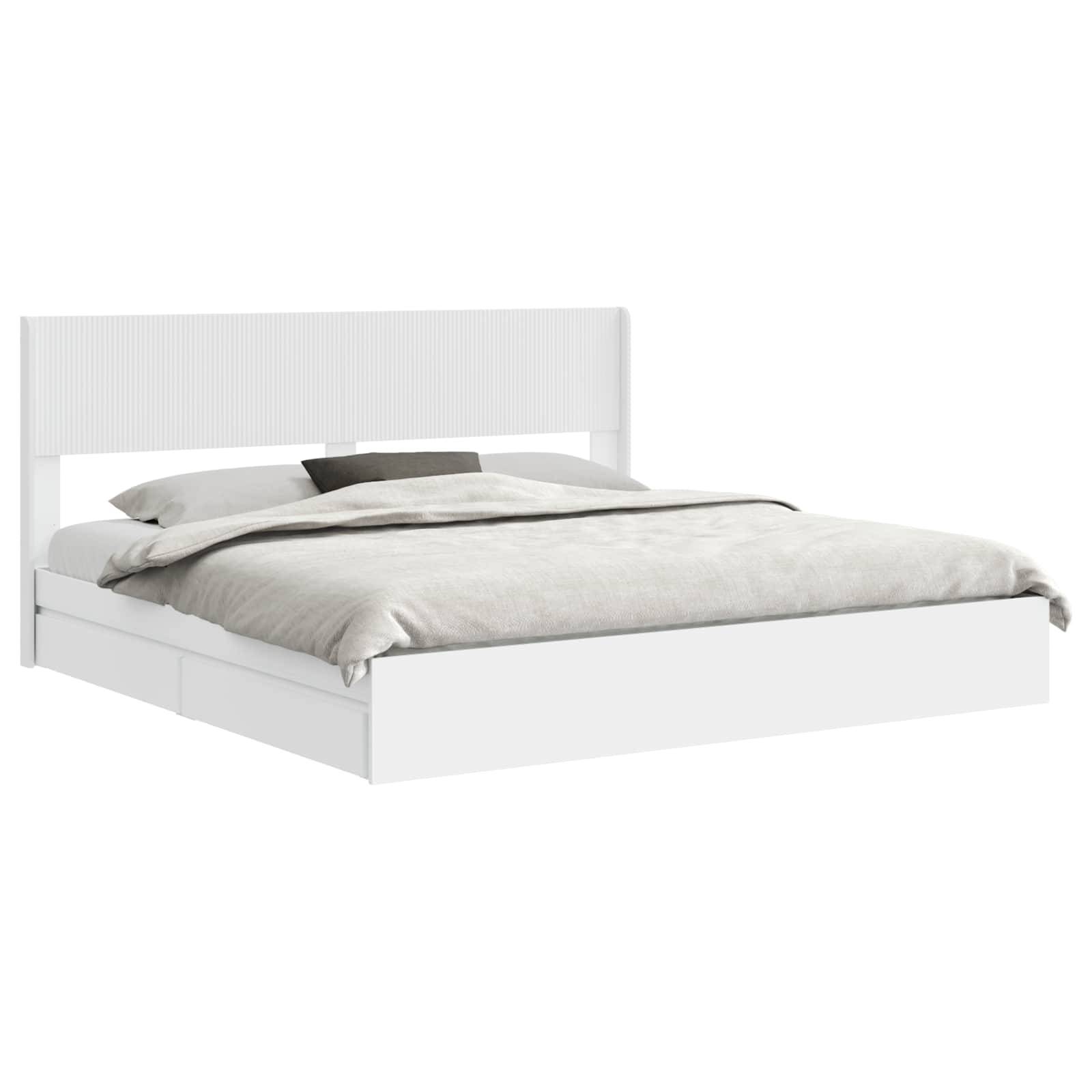 vidaXL Bettgestell mit Stauraum und Kopfteil Weiß 180 x 200 cm
