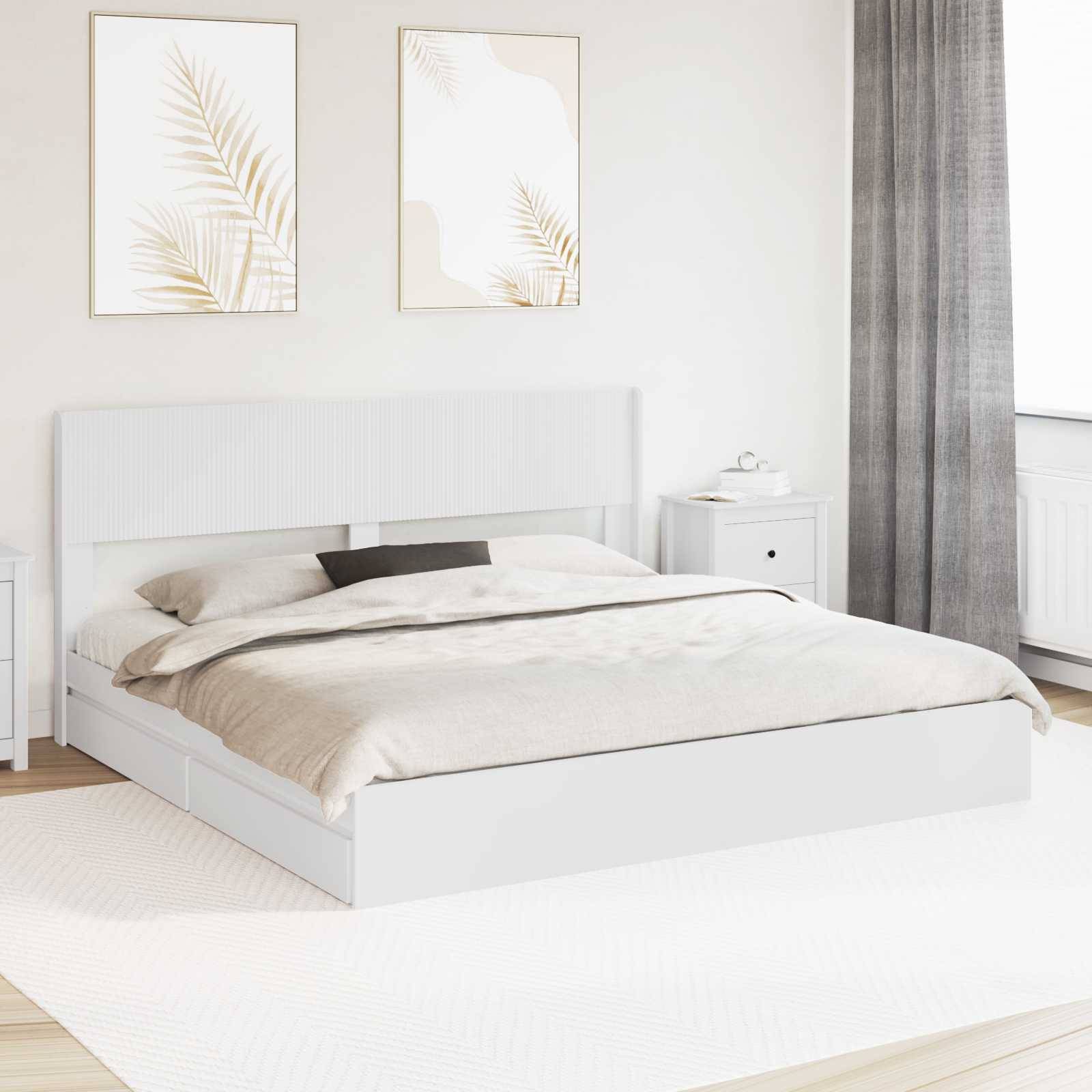 vidaXL Bettgestell mit Stauraum und Kopfteil Weiß 180 x 200 cm