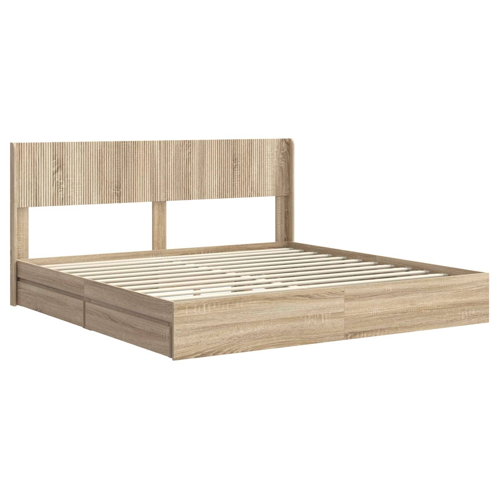 vidaXL Bettgestell mit Stauraum und Kopfteil Sonoma-Eiche 180 x 200 cm