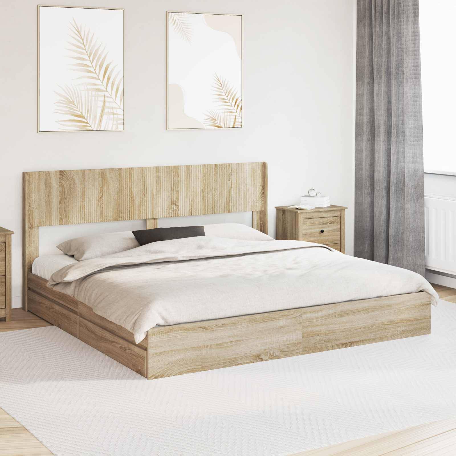 vidaXL Bettgestell mit Stauraum und Kopfteil Sonoma-Eiche 180 x 200 cm