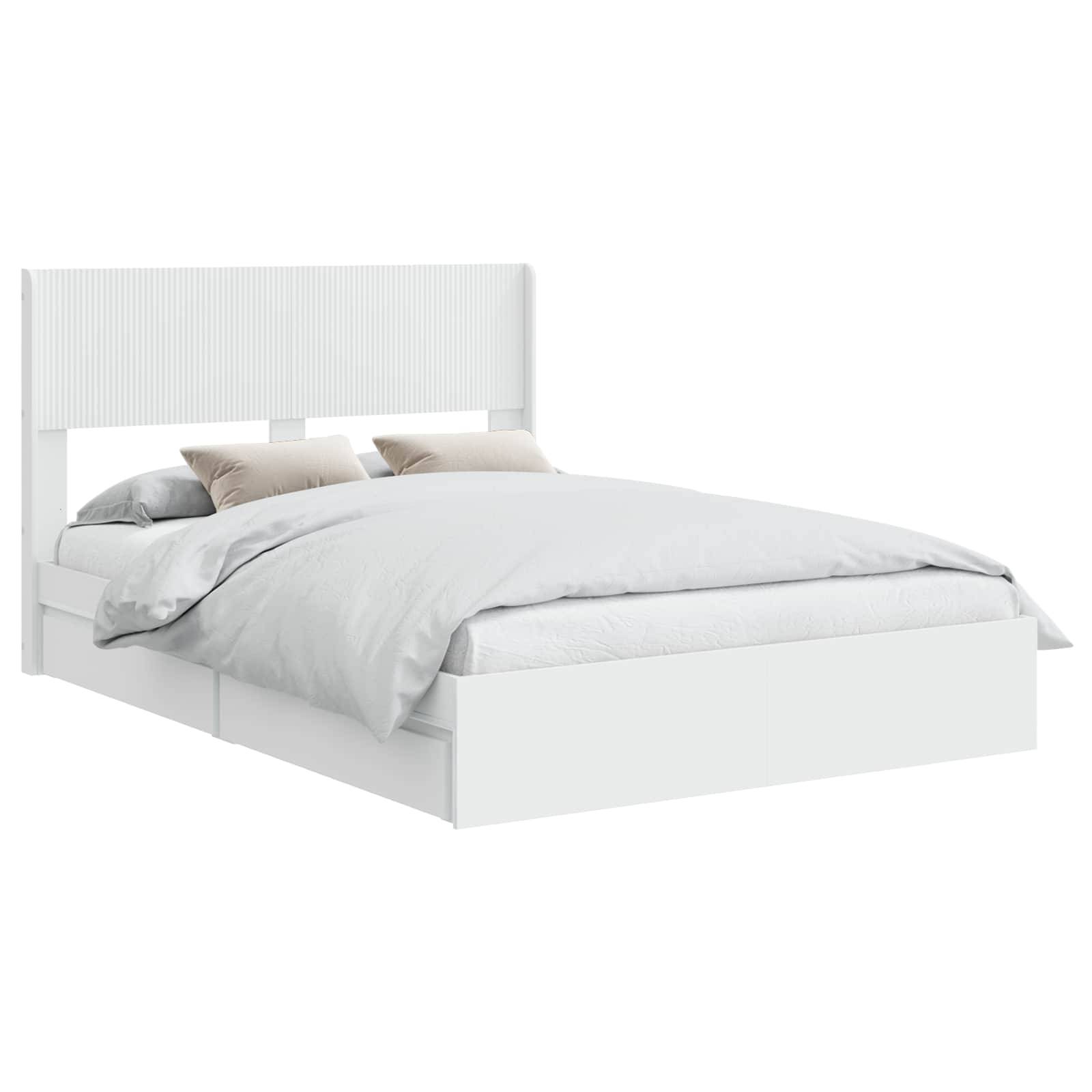 vidaXL Bettgestell mit Stauraum und Kopfteil Weiß 140 x 190 cm