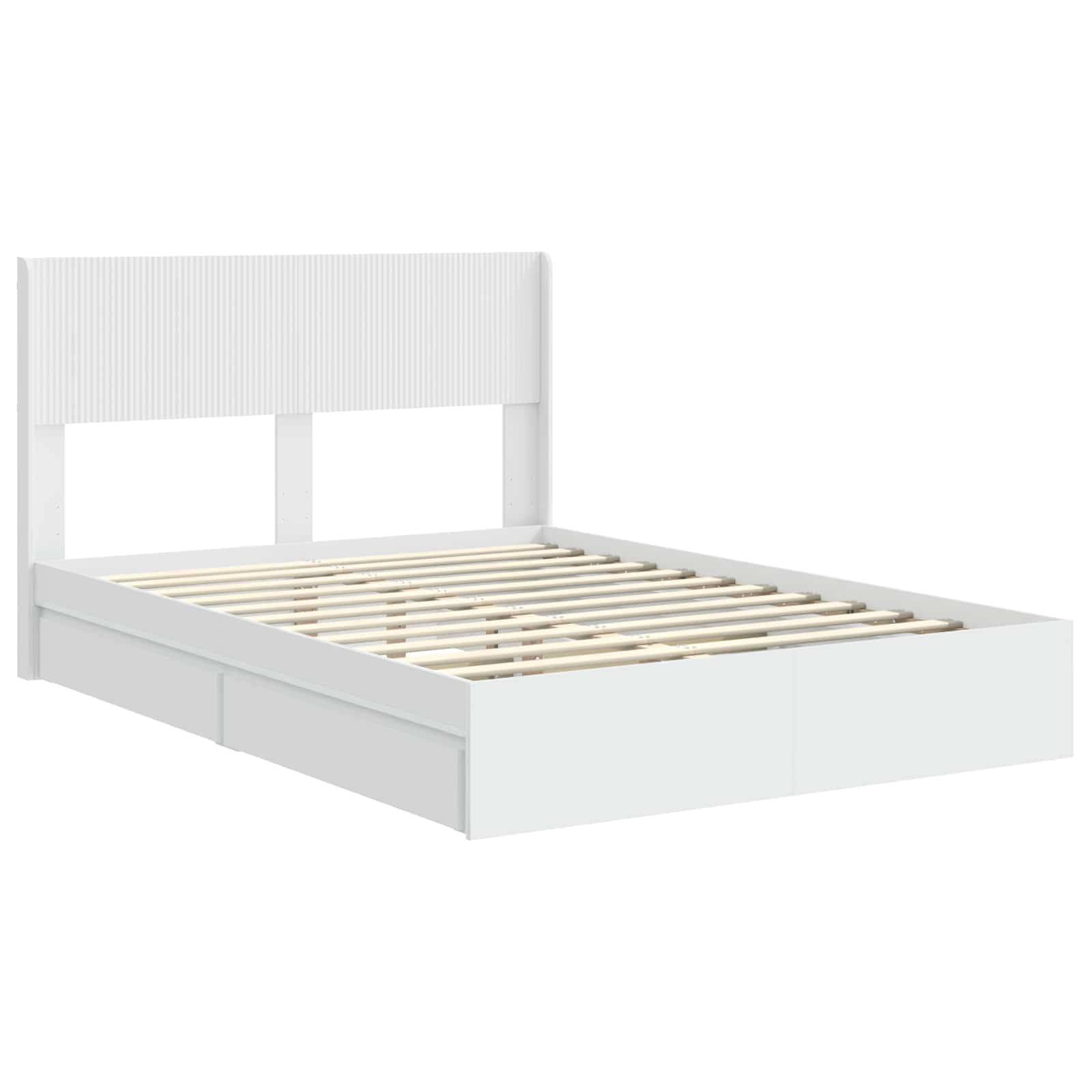 vidaXL Bettgestell mit Stauraum und Kopfteil Weiß 140 x 190 cm