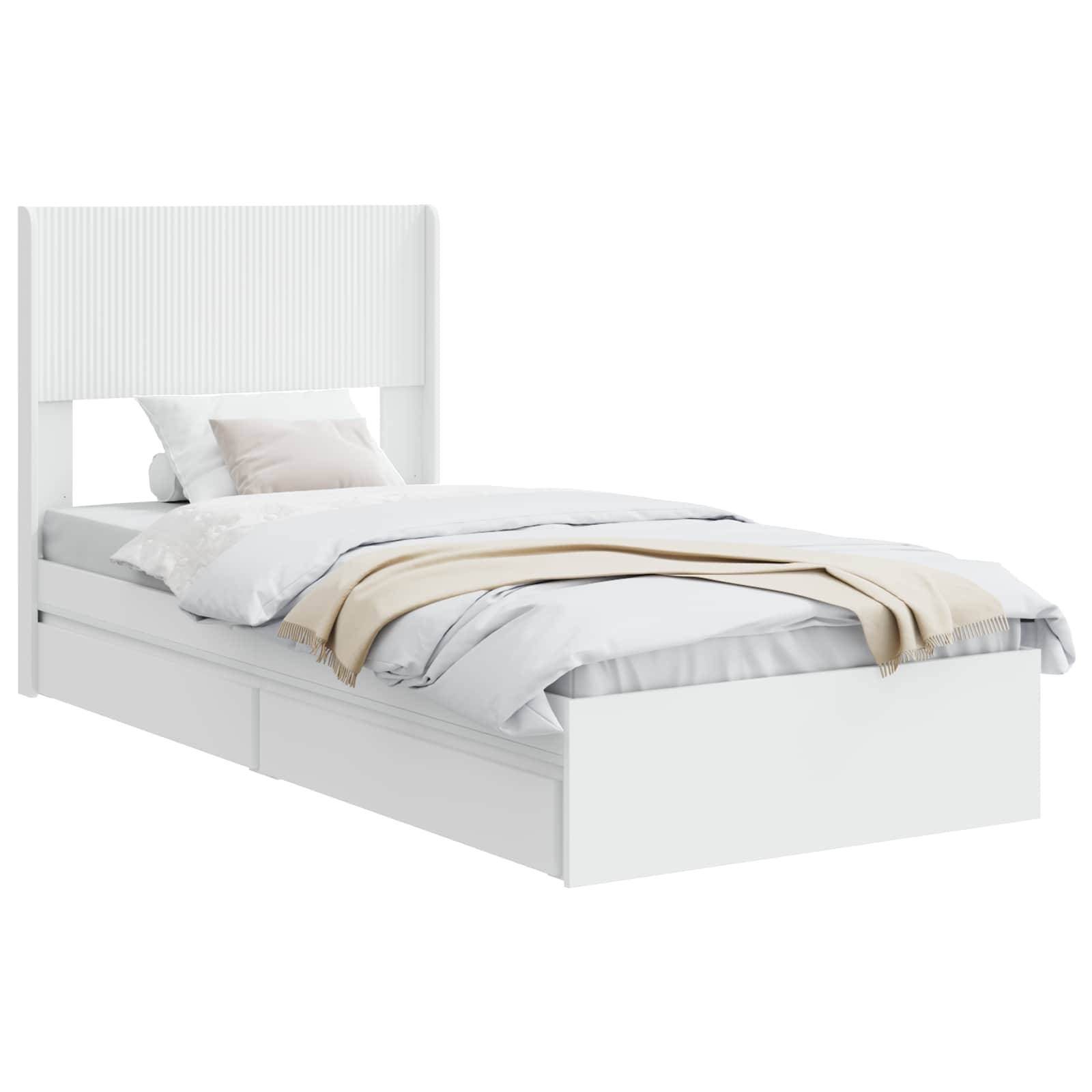 vidaXL Bettgestell mit Stauraum und Kopfteil Weiß 75 x 190 cm