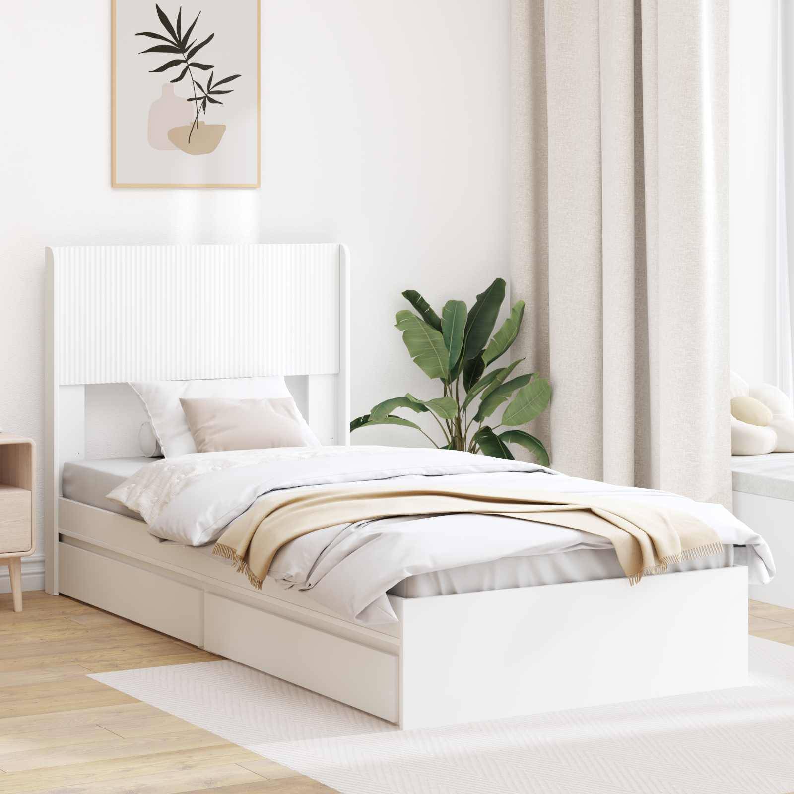 vidaXL Bettgestell mit Stauraum und Kopfteil Weiß 75 x 190 cm
