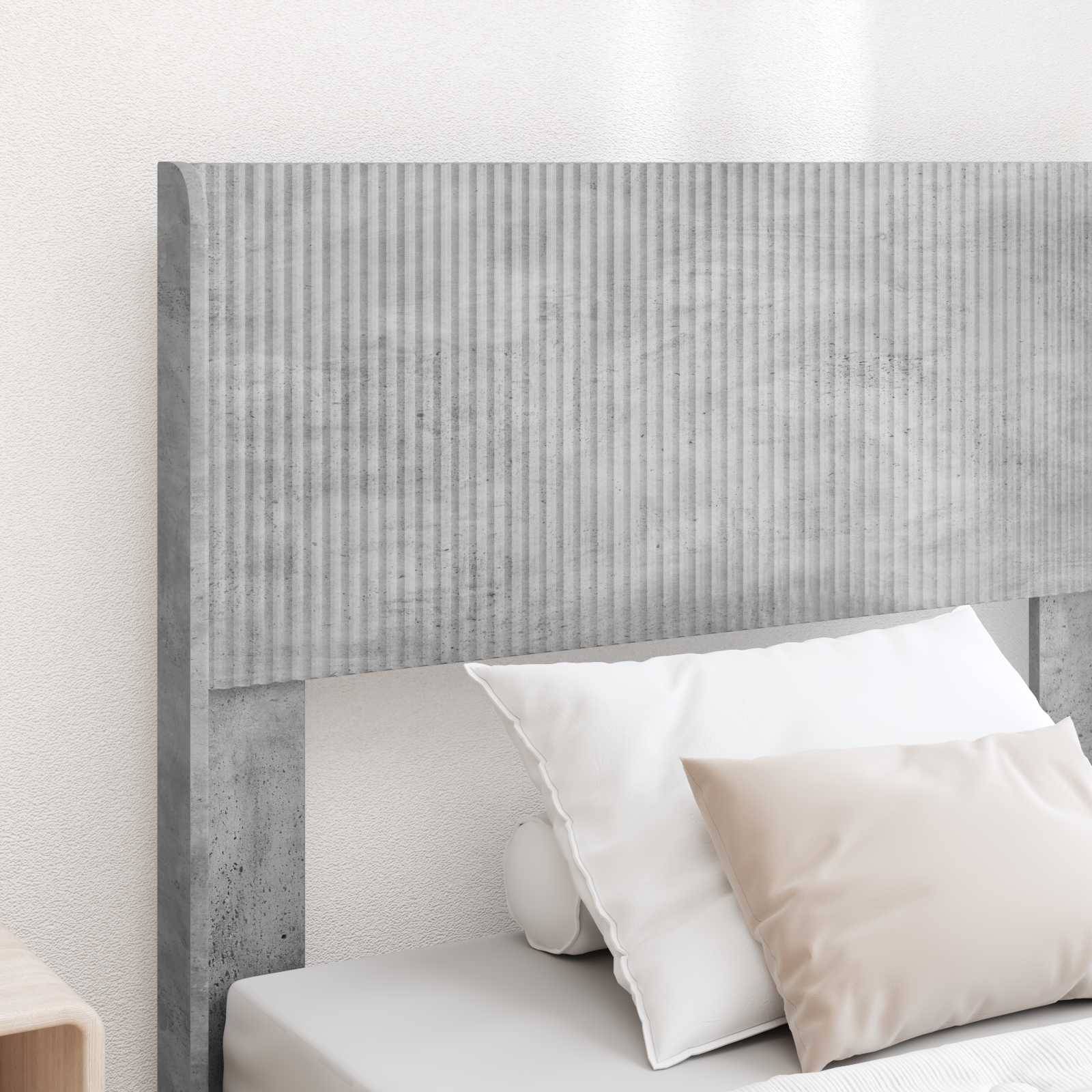 vidaXL Bettgestell mit Stauraum und Kopfteil Betongrau 75 x 190 cm