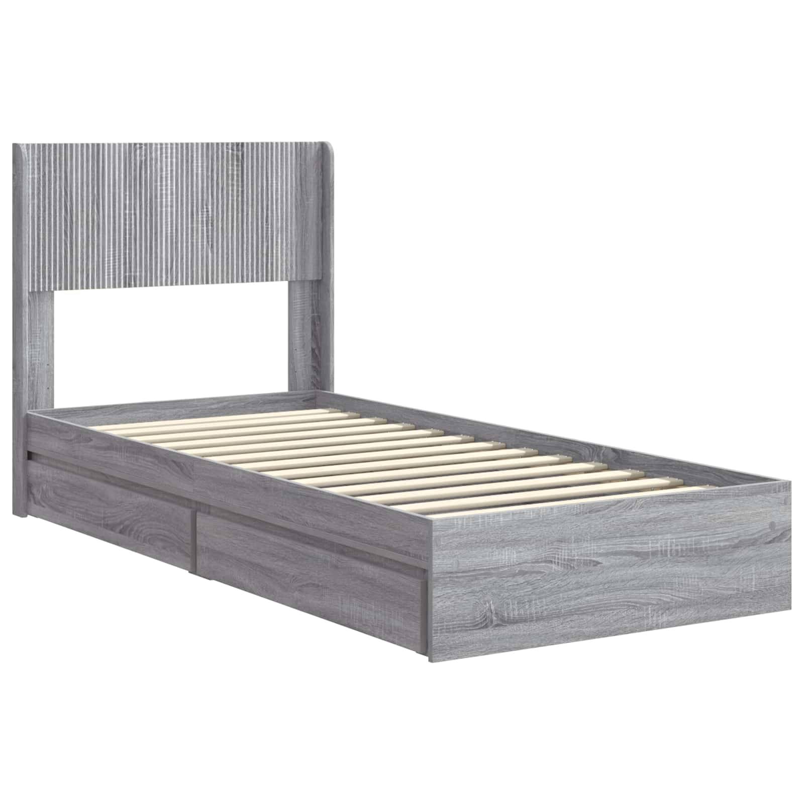 vidaXL Bettgestell mit Stauraum und Kopfteil Grau Sonoma 90 x 200 cm