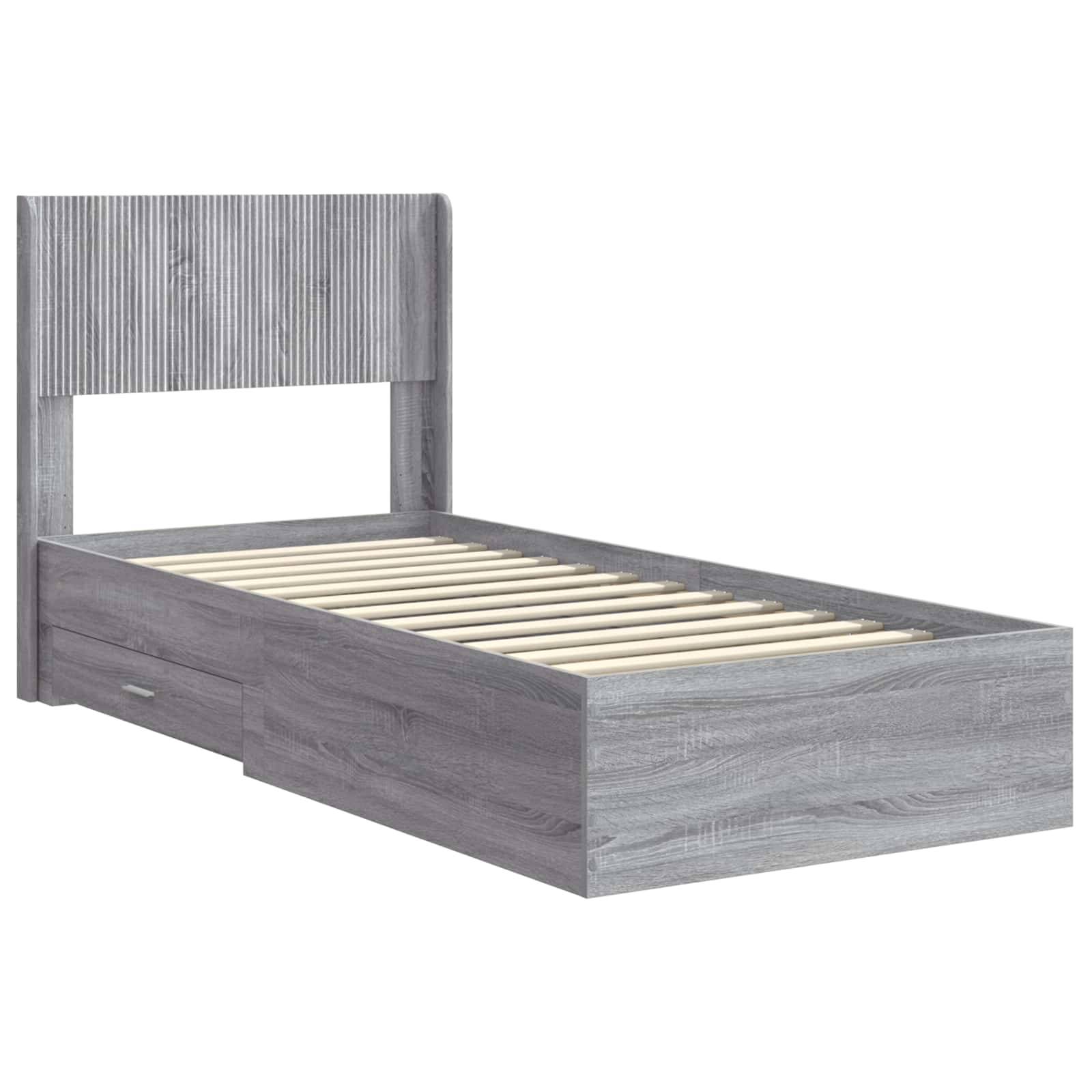 vidaXL Bettgestell mit Stauraum und Kopfteil Grau Sonoma 100 x 200 cm