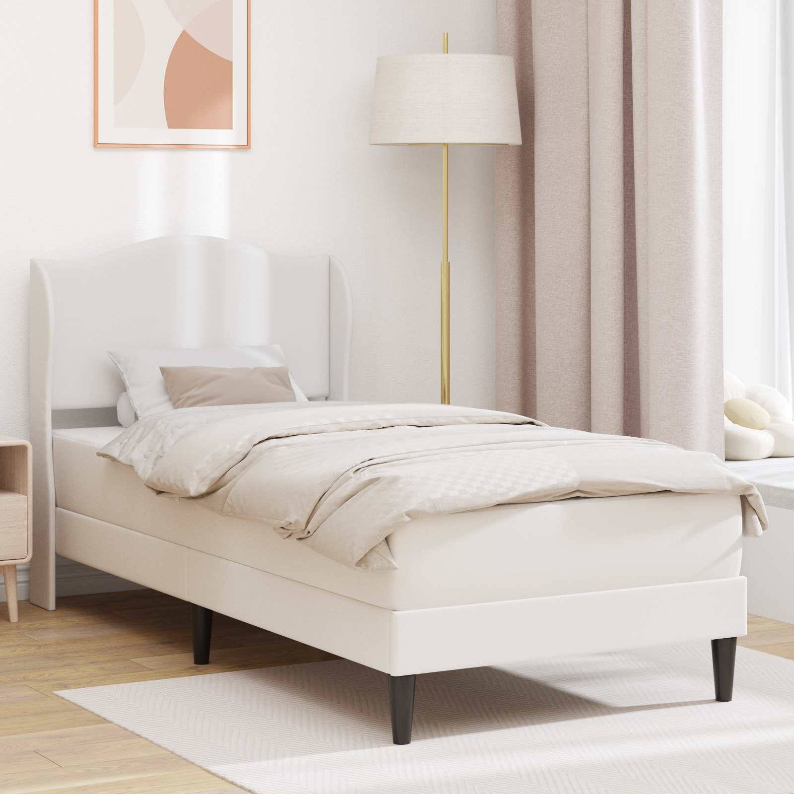vidaXL Bettrahmen mit Kopfteil Weiß 90 x 200 cm Kunstleder