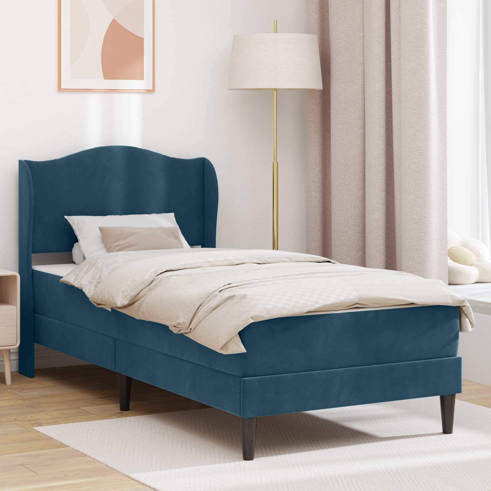 vidaXL Bettrahmen mit Kopfteil Blau 90 x 200 cm Samt